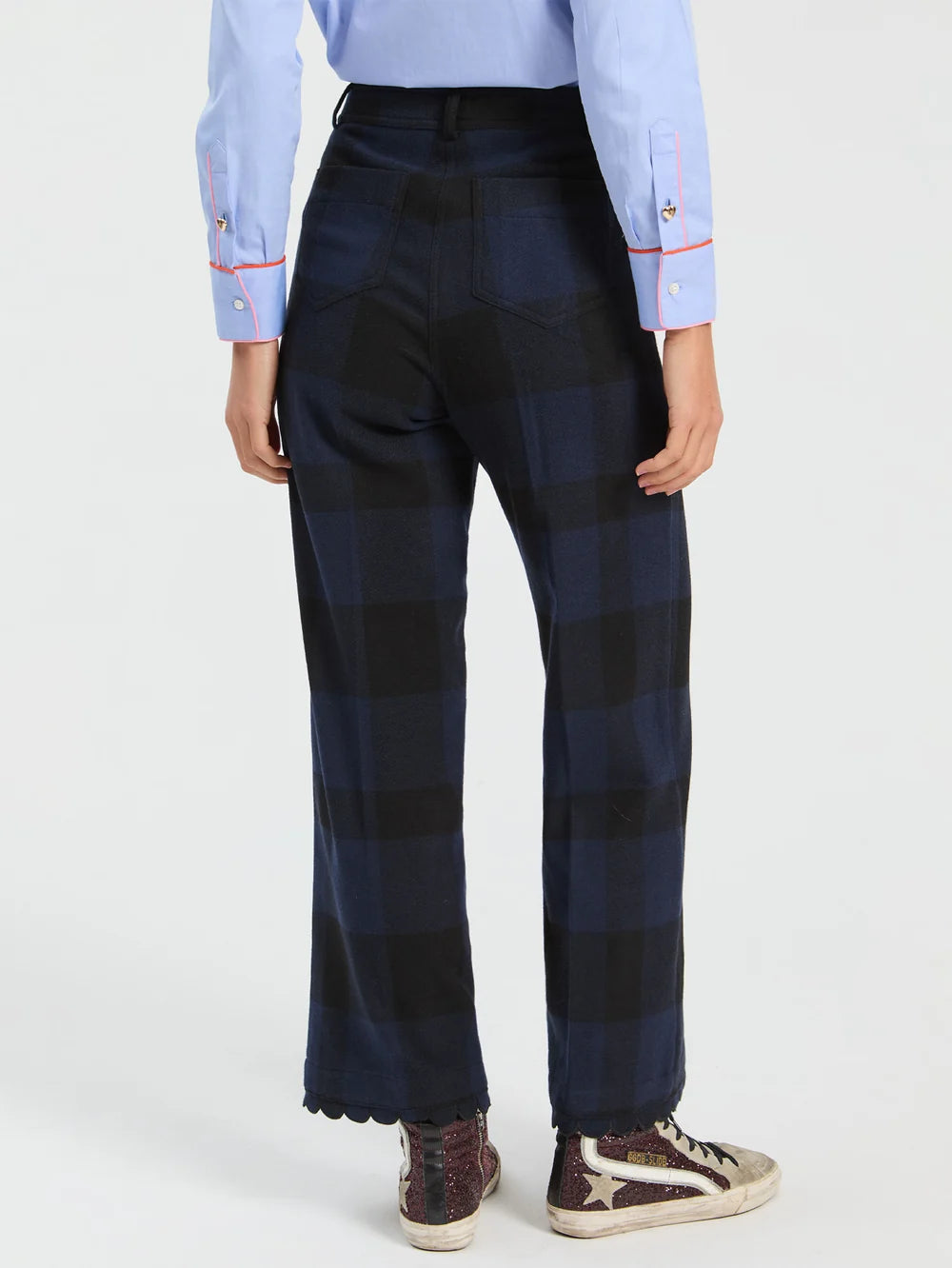 Vilagallo Navy/Black Checked Trousers 33849