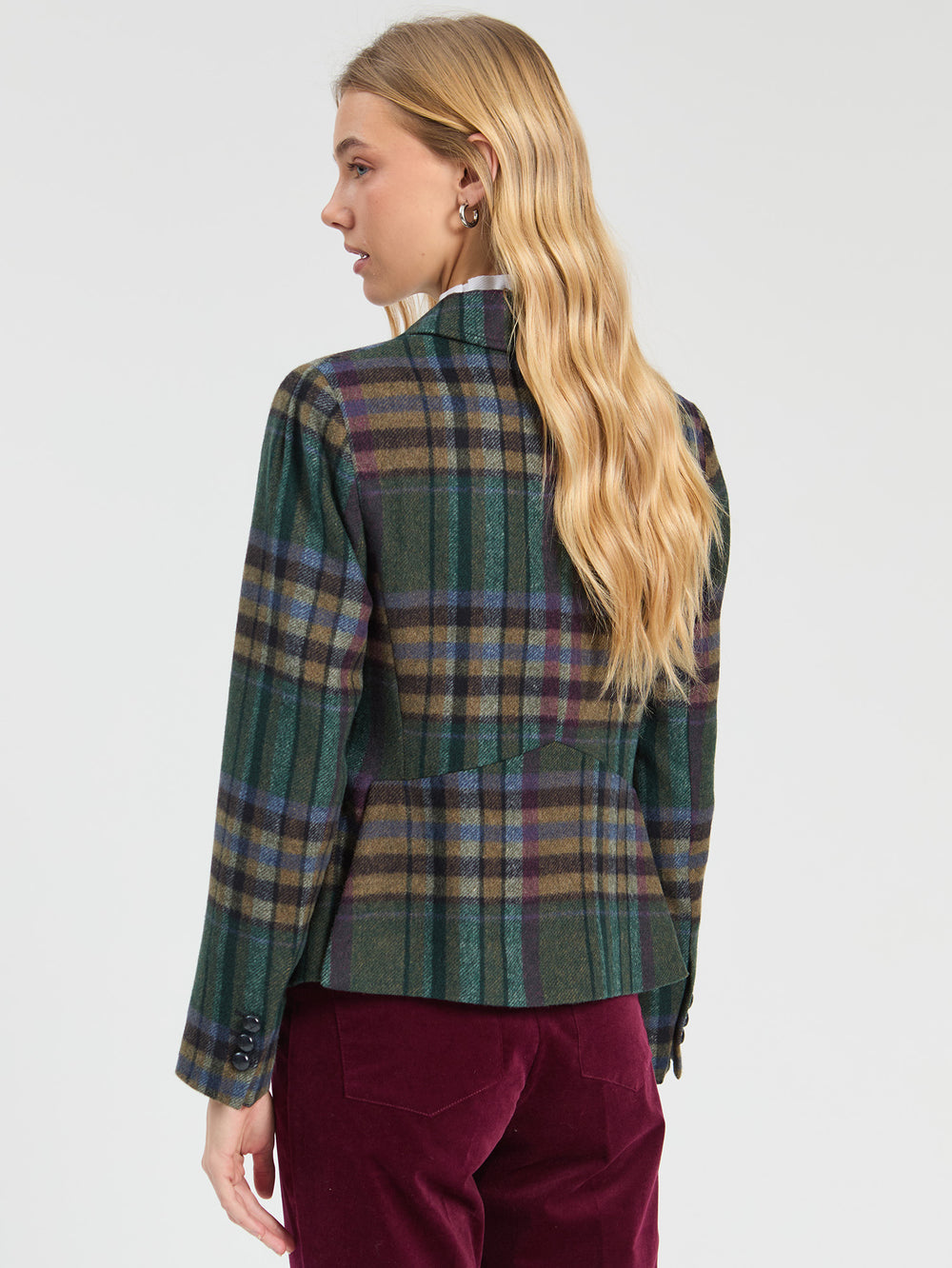 Vilagallo Green and Burgundy Checkered Jacket 33867