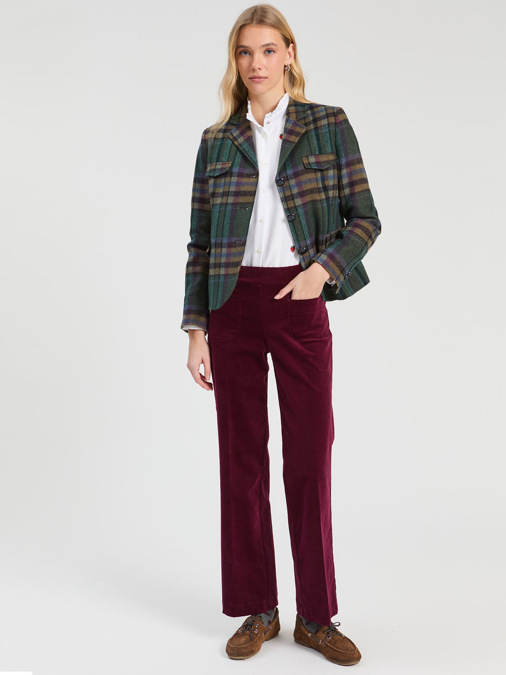 Vilagallo Green and Burgundy Checkered Jacket 33867