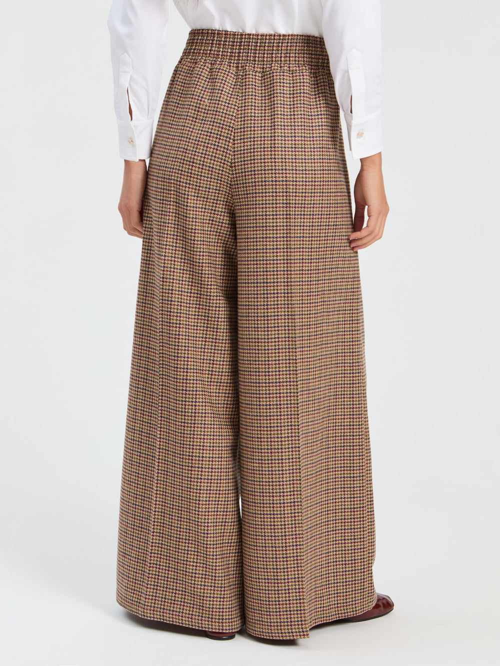 Vilagallo Burgundy Houndstooth Trousers 33899