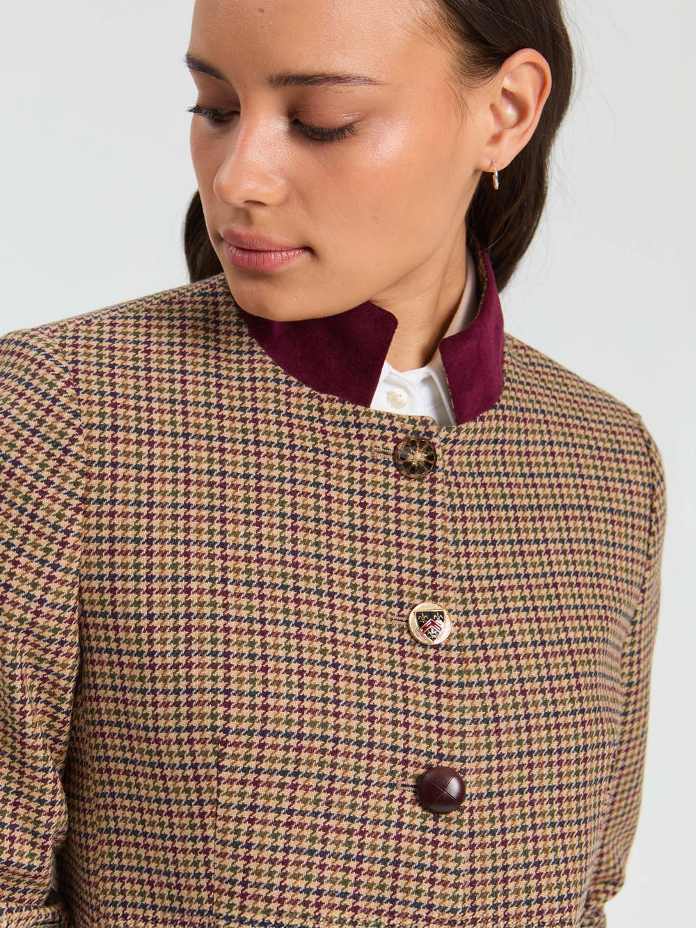Vilagallo Burgundy Houndstooth Jacket 33903