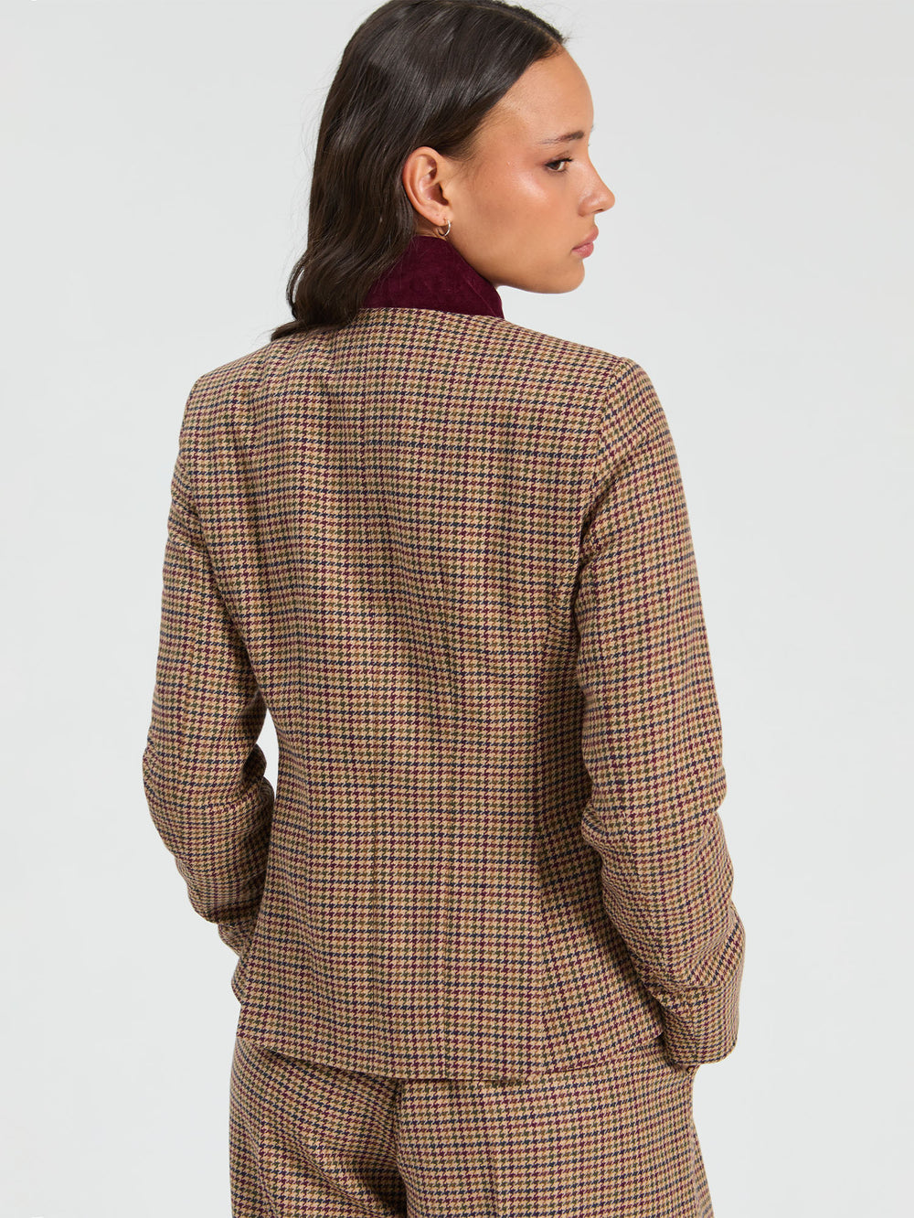 Vilagallo Burgundy Houndstooth Jacket 33903