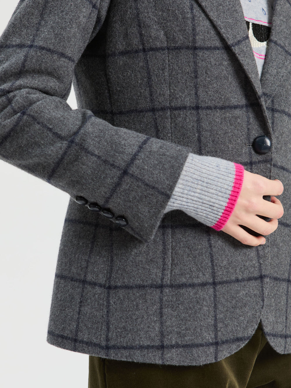 Vilagallo Navy and Grey Plaid Jacket 33930