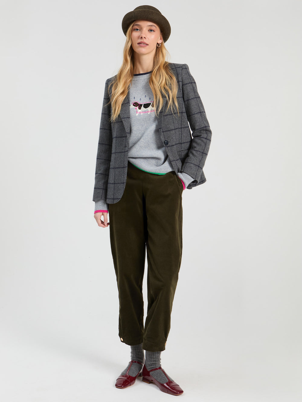 Vilagallo Navy and Grey Plaid Jacket 33930