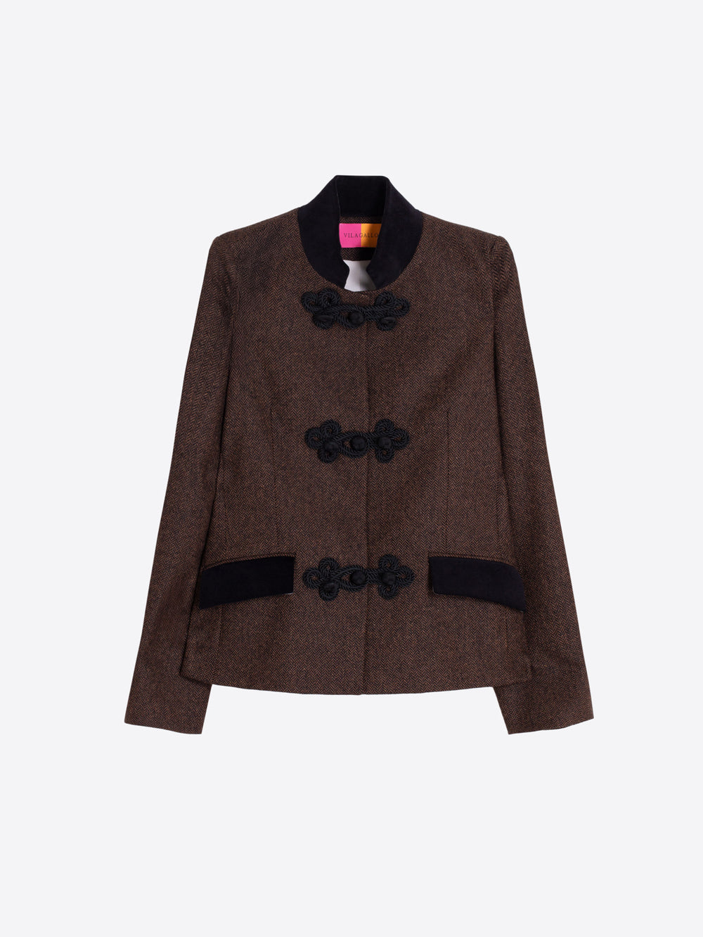 Vilagallo Brown and Black Herringbone Jacket 33931