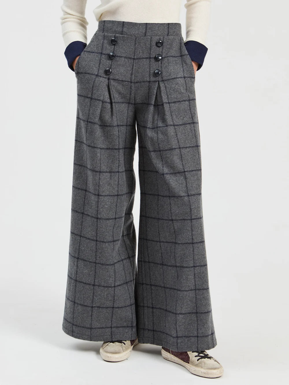 Vilagallo Grey Windowpane Trousers 33932