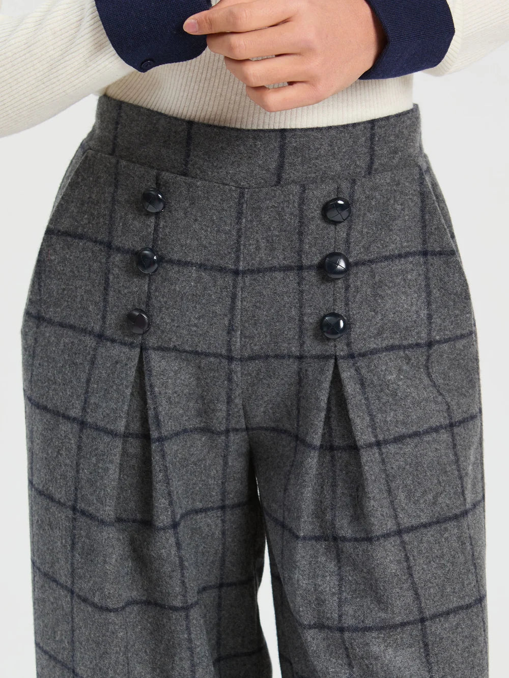 Vilagallo Grey Windowpane Trousers 33932
