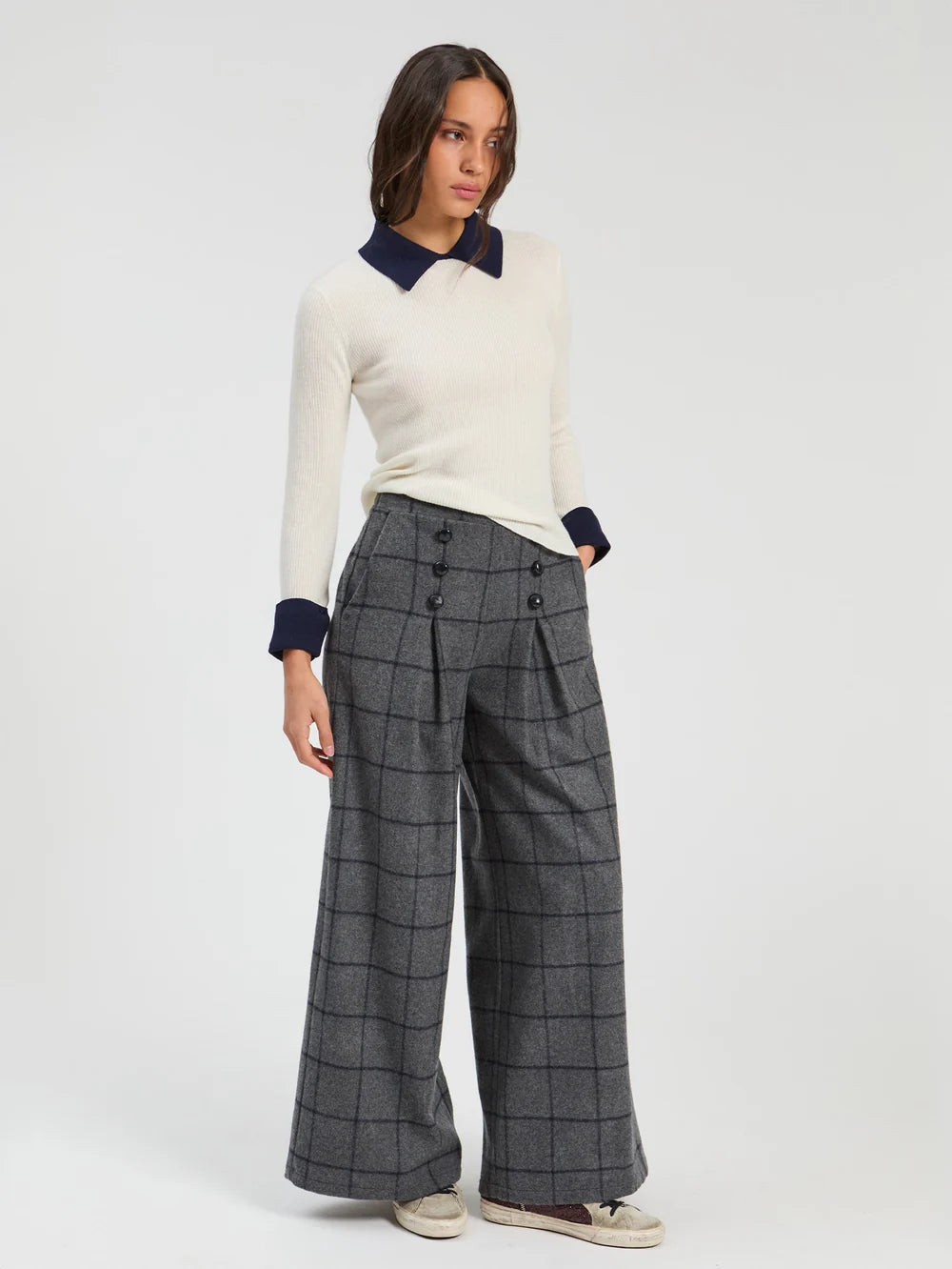 Vilagallo Grey Windowpane Trousers 33932