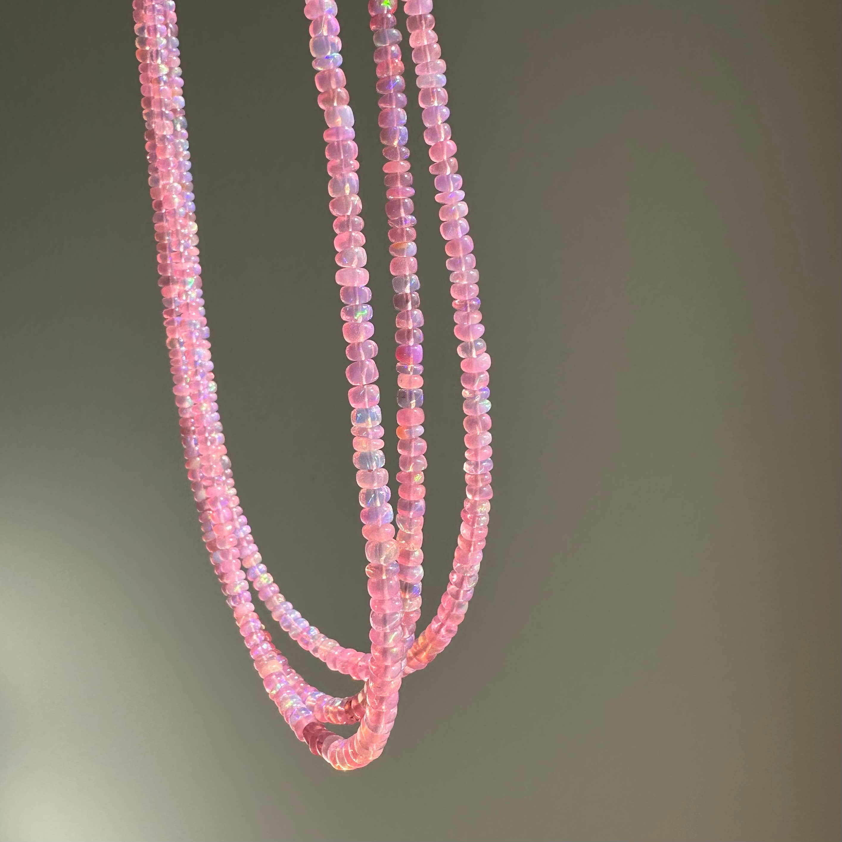 Anokhi Green Light Pink Ethiopian Opal Necklace NKB121