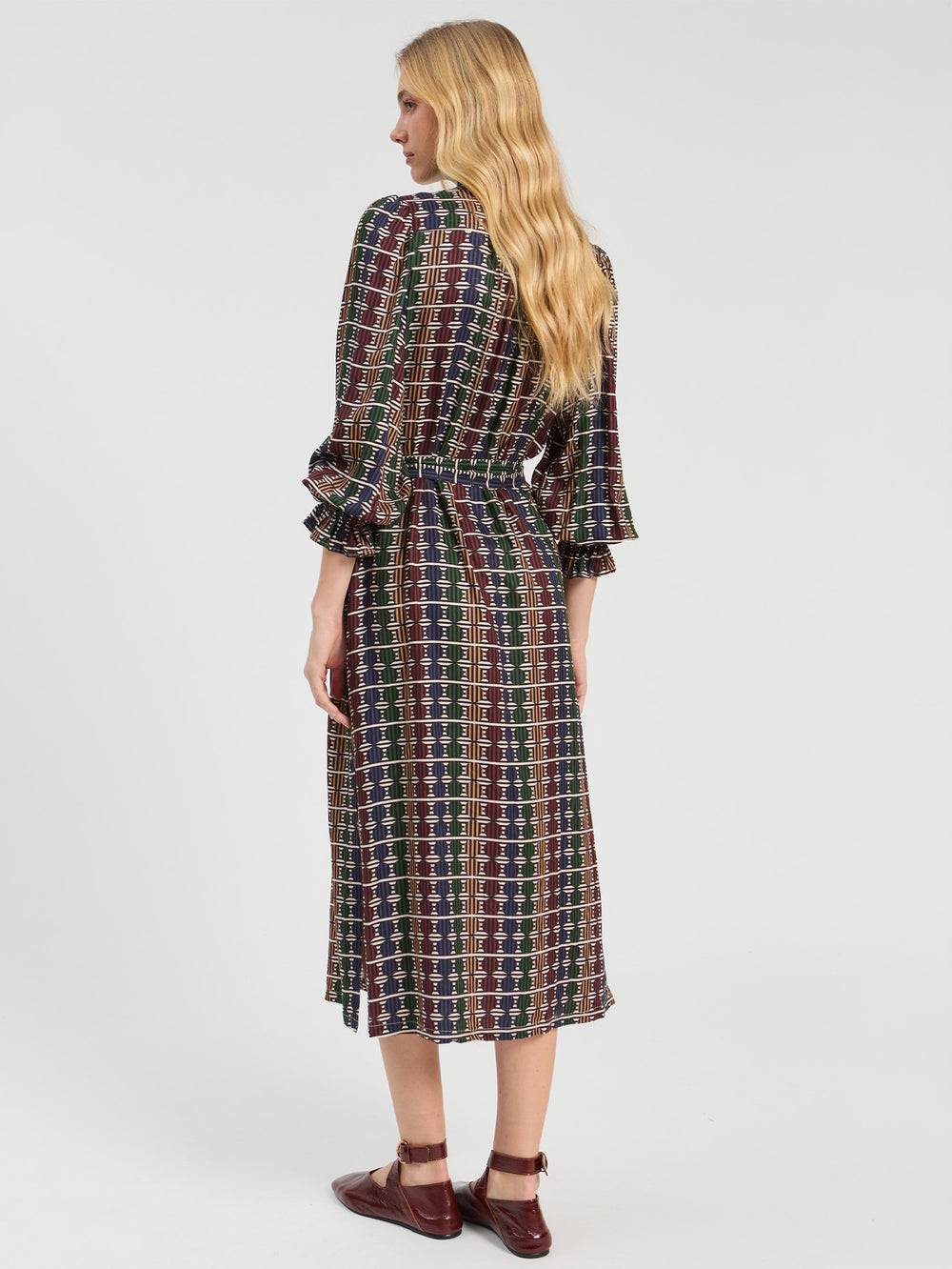 Vilagallo Geo Circle Stripe Multicolor Midi Dress 34040