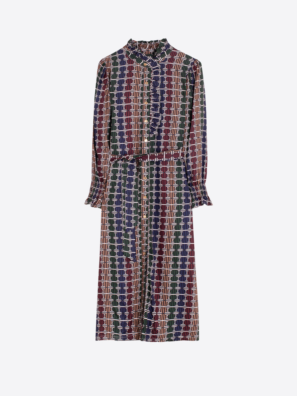 Vilagallo Geo Circle Stripe Multicolor Midi Dress 34040