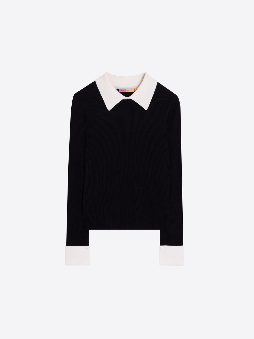 Vilagallo Black Ribbed Jersey Ecru Collar 34151
