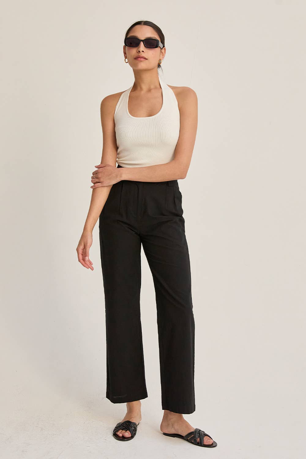 Crescent Erin Straight Leg Linen Trousers CP8662-1