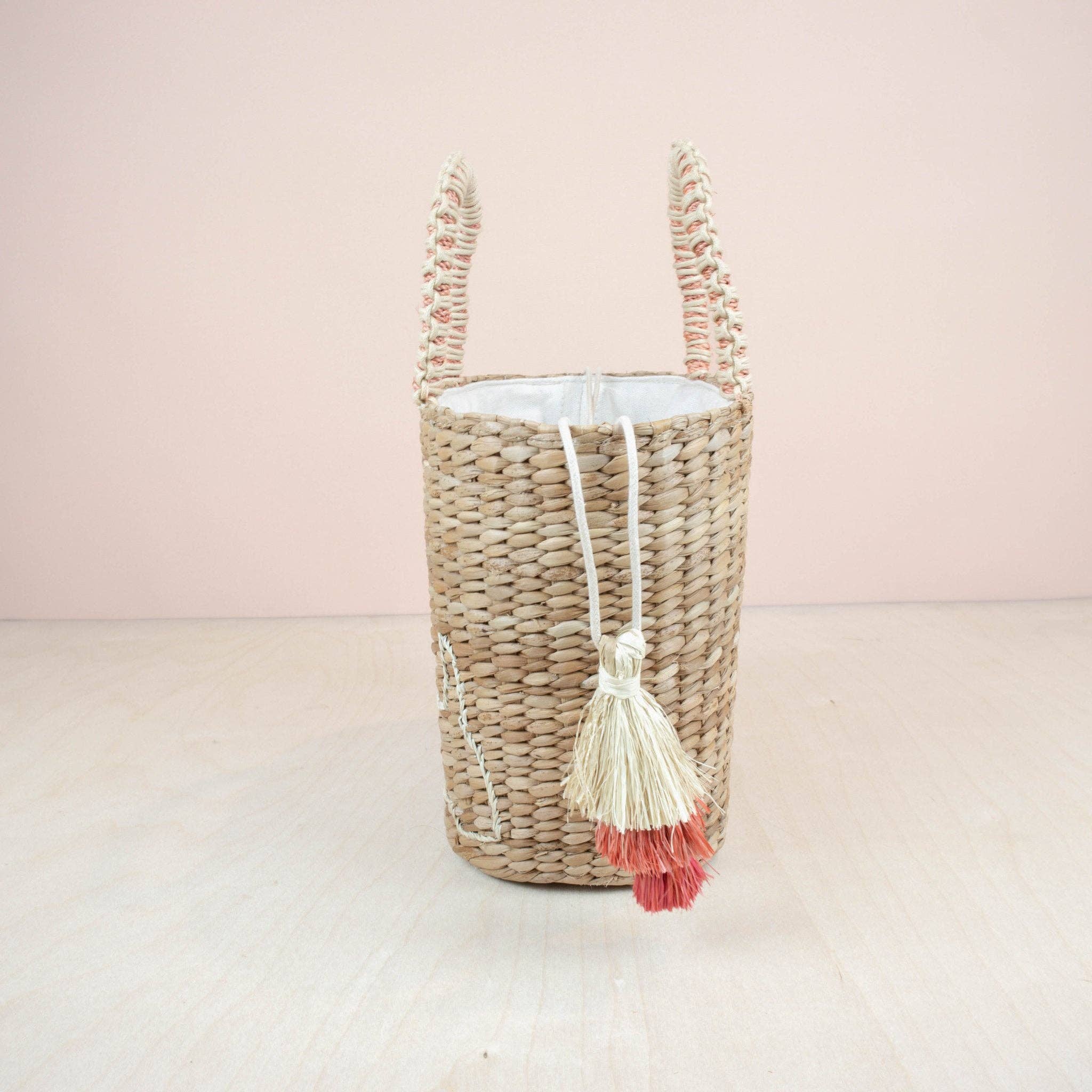 Mini Straw Tote Bag with Embroidered Westie - Woven Handbag | LIKHA