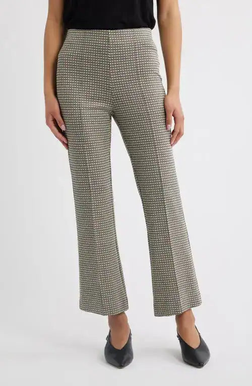 Rag & Bone Irina Ponte Jacquard Kick Flare Black Plaid