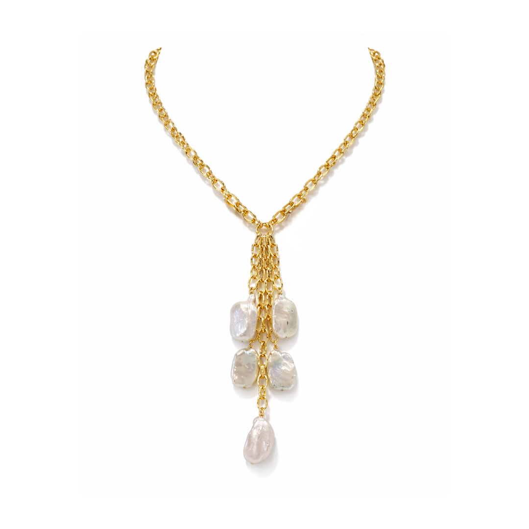 Sahira Mykonos Tassel Pearl Necklace