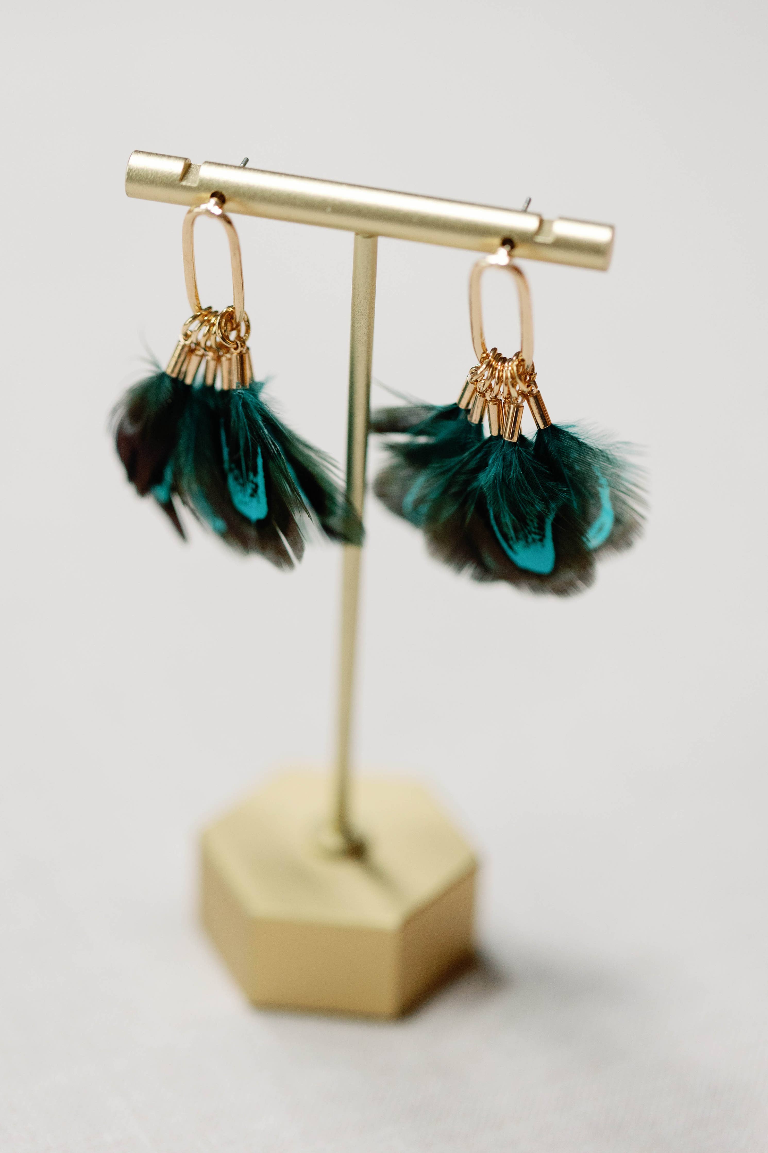 St. Armands Designs of Sarasota Peacock Feather Fall Statement Tassel Earrings SAD199