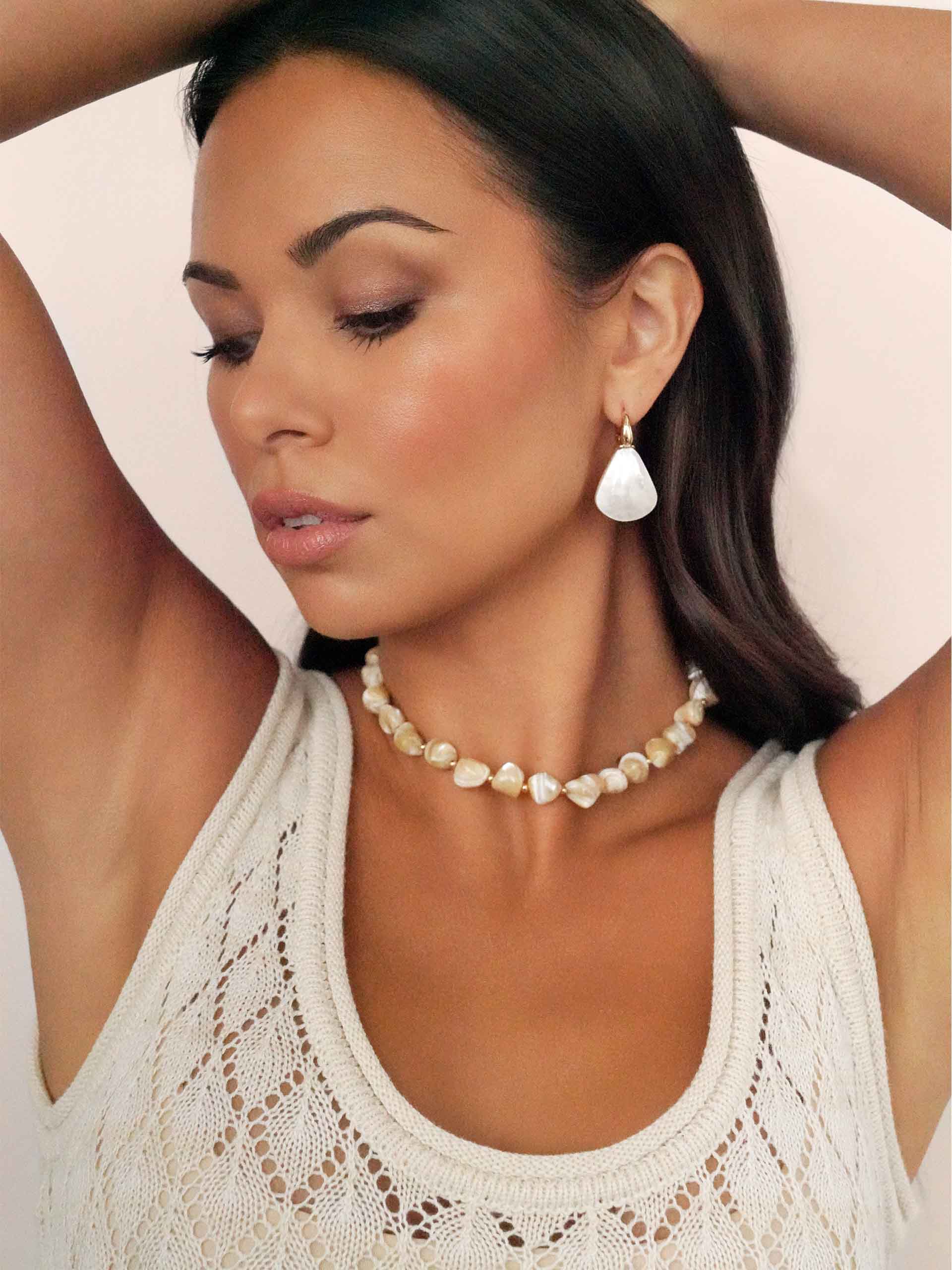 Ettika Sun-Kissed Pearl Earrings