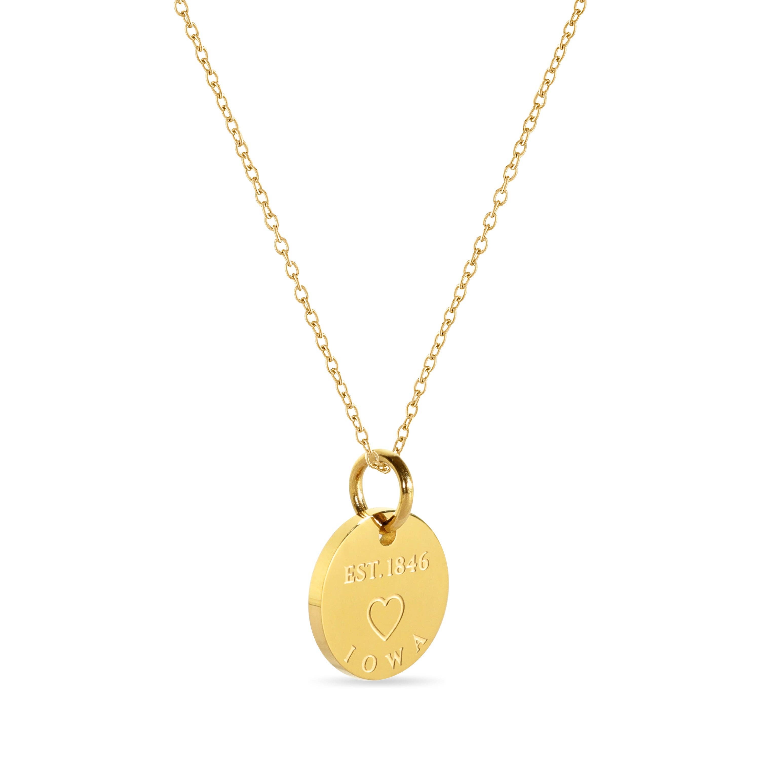 Stone Armory Iowa Map Engraved Charm Necklace - 18K Gold Plate