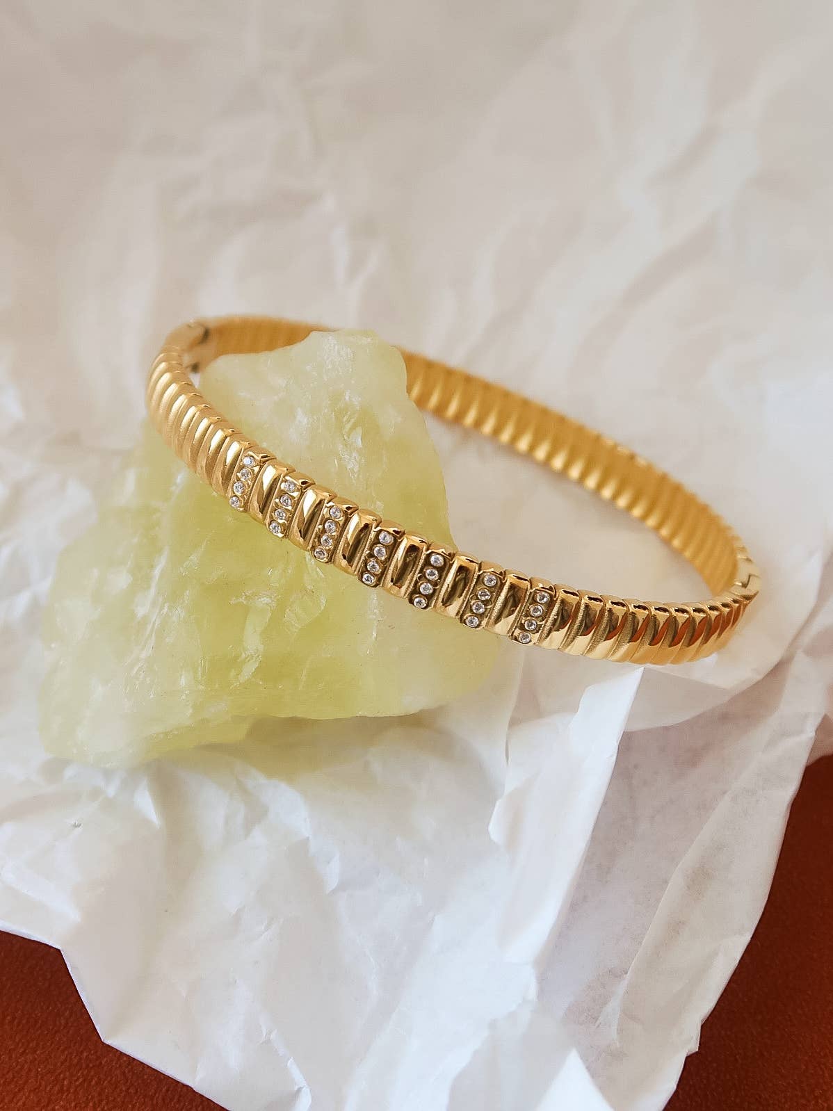 Flânerie Monelle 18K Gold Non-Tarnish CZ Bangle Bracelet