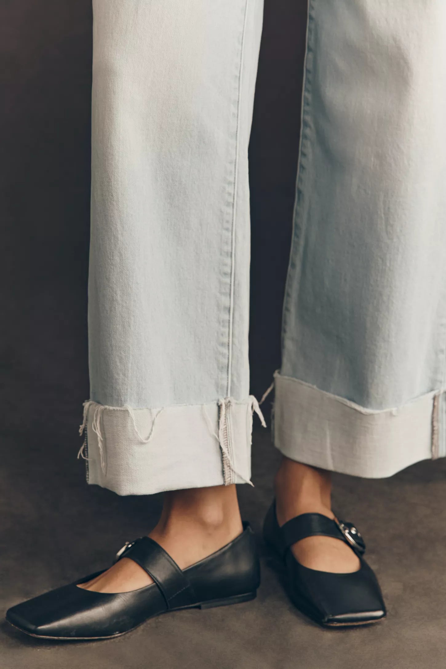 Le Jean Column Wide-Leg Cuffed Jeans