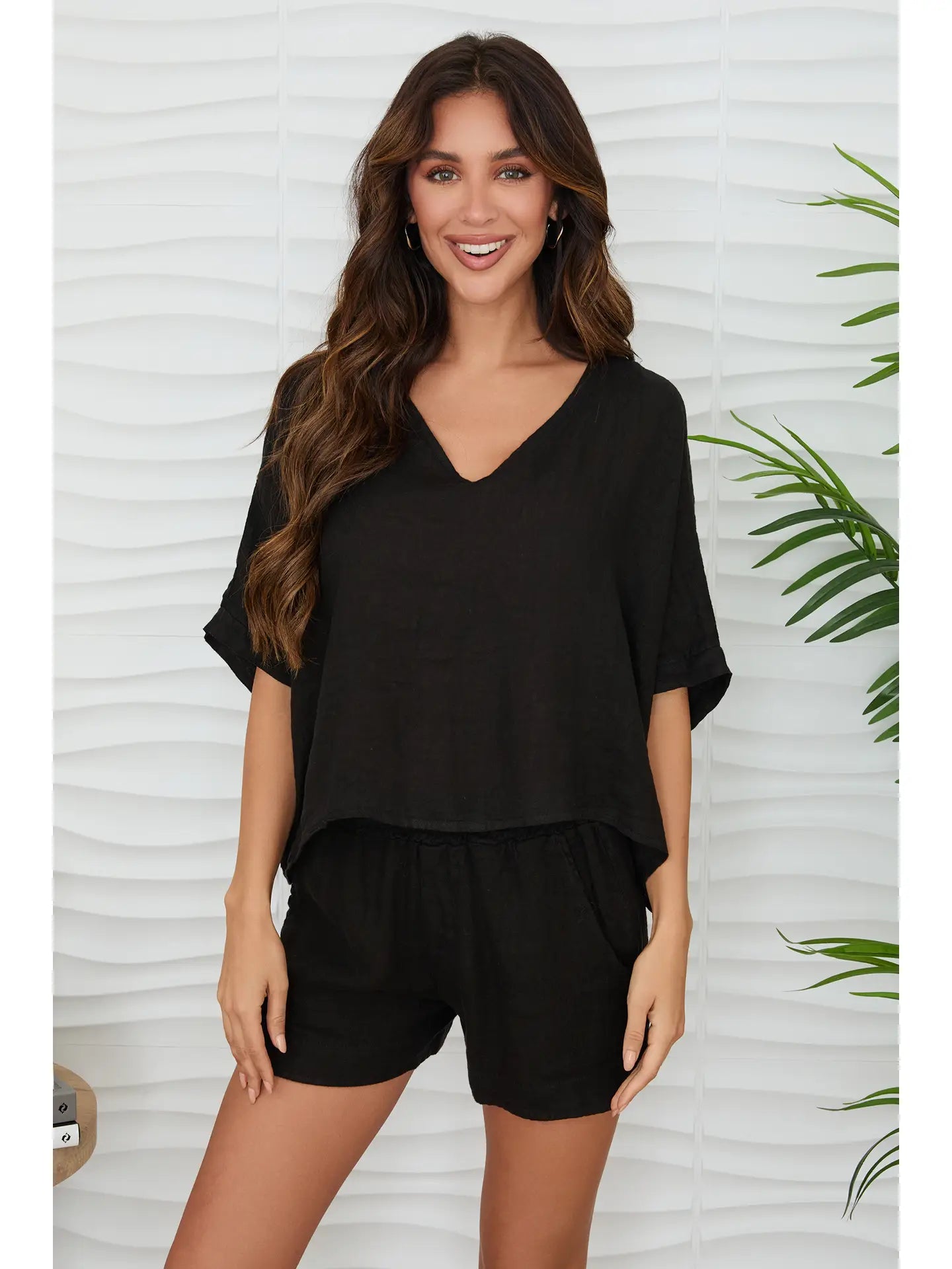 Milio Milano S/S Dolman Linen Top 154101