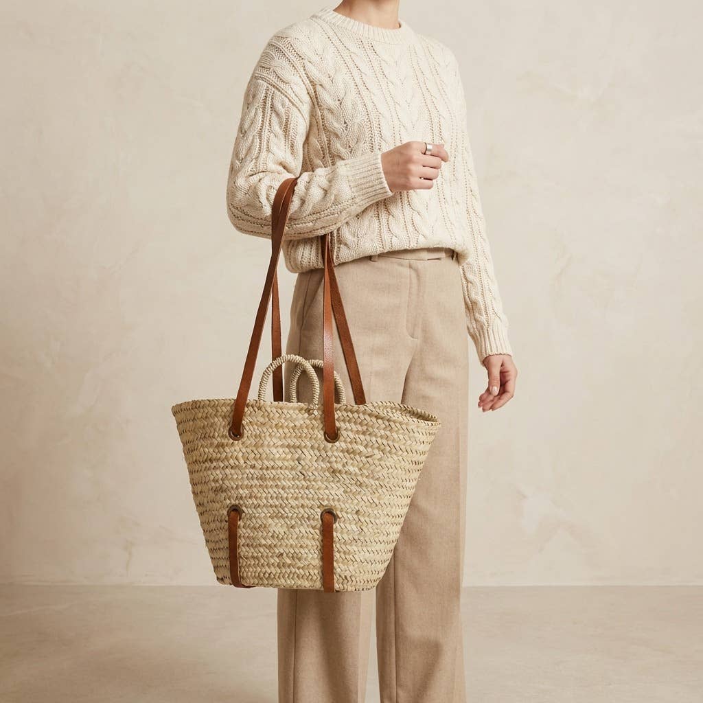 French Market Boho Beach Shopper with Leather Straps #16