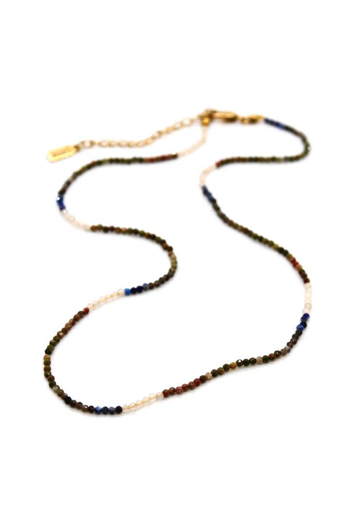 Lizou 16" Chocolate Gradient Stone Necklace #23