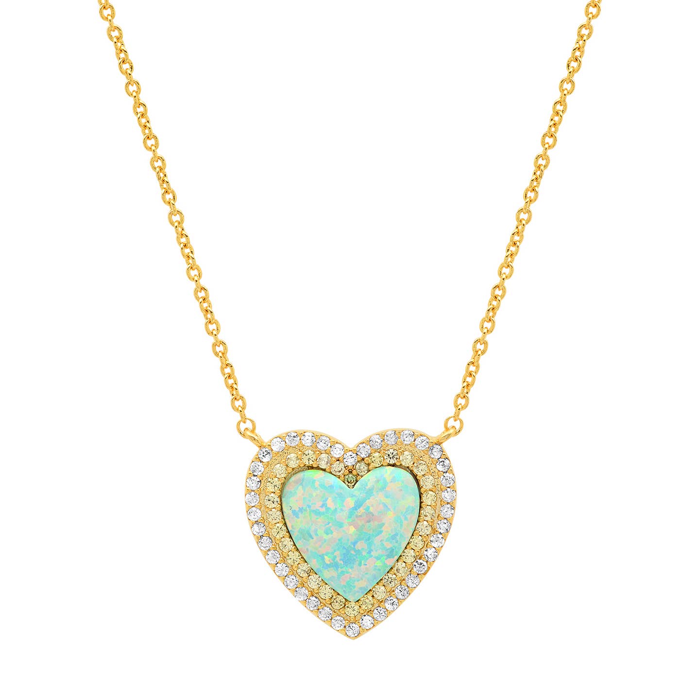 Tai Jewelry Opal Heart Pendant with Pave Accents Necklace TN-2509