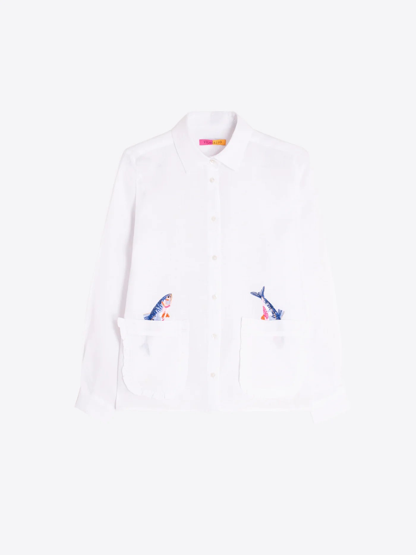 Vilagallo White Shirt Embroidered Fish 33617