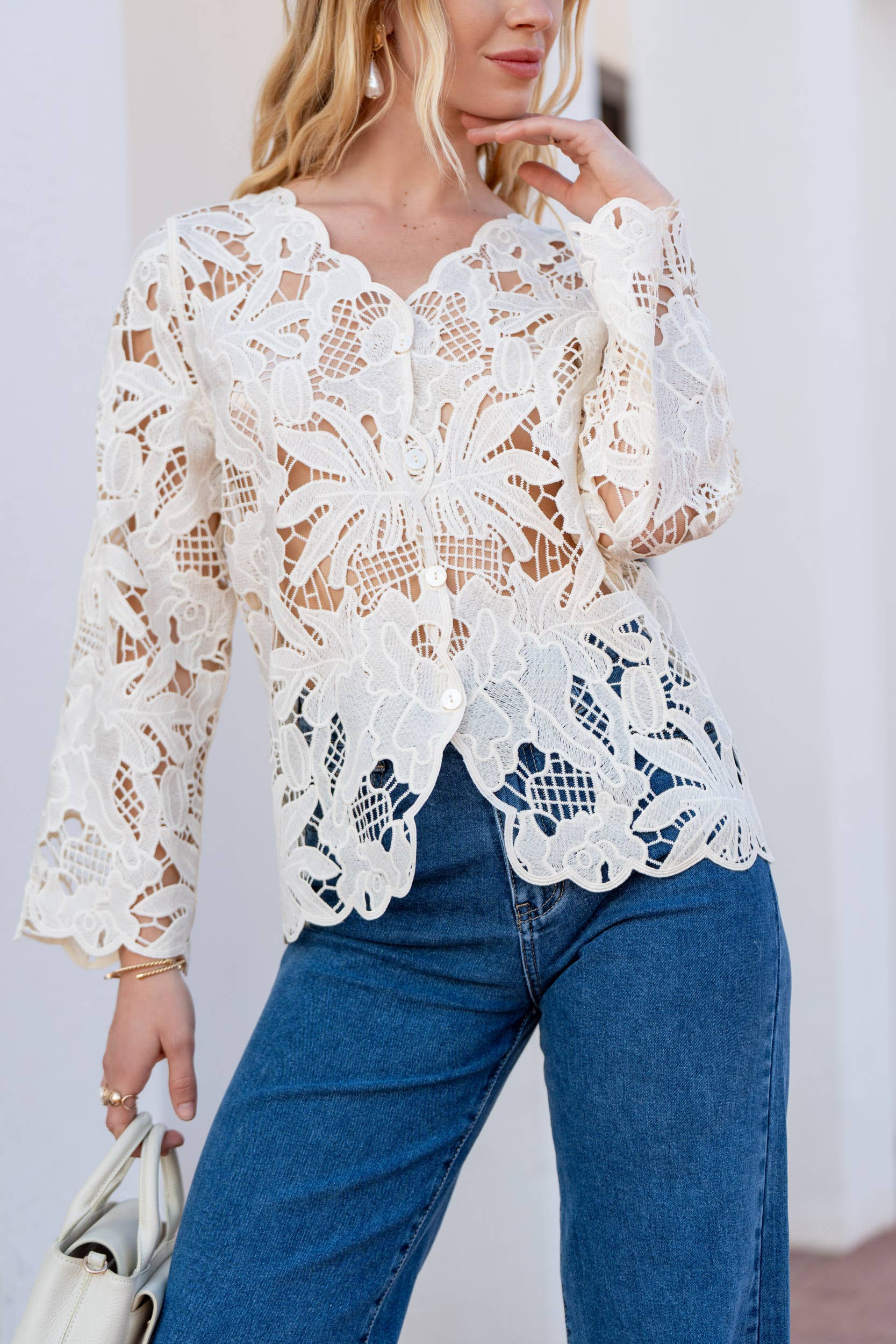 Carmine Paris Chiara Cardigan in Macramé Lace