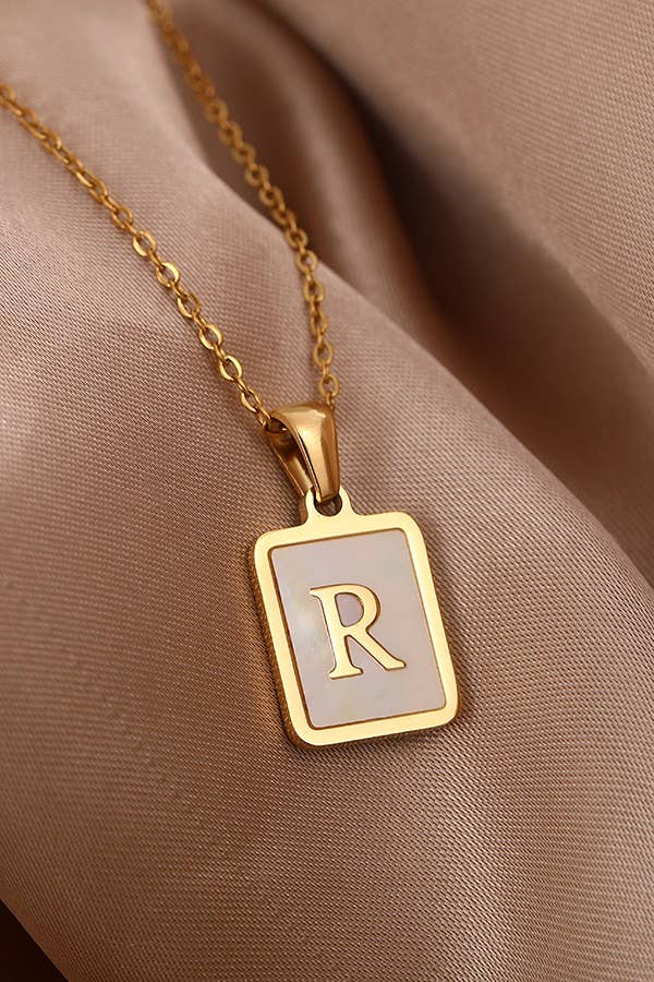 Josslyn MOP Initial Card Necklace 40NK314