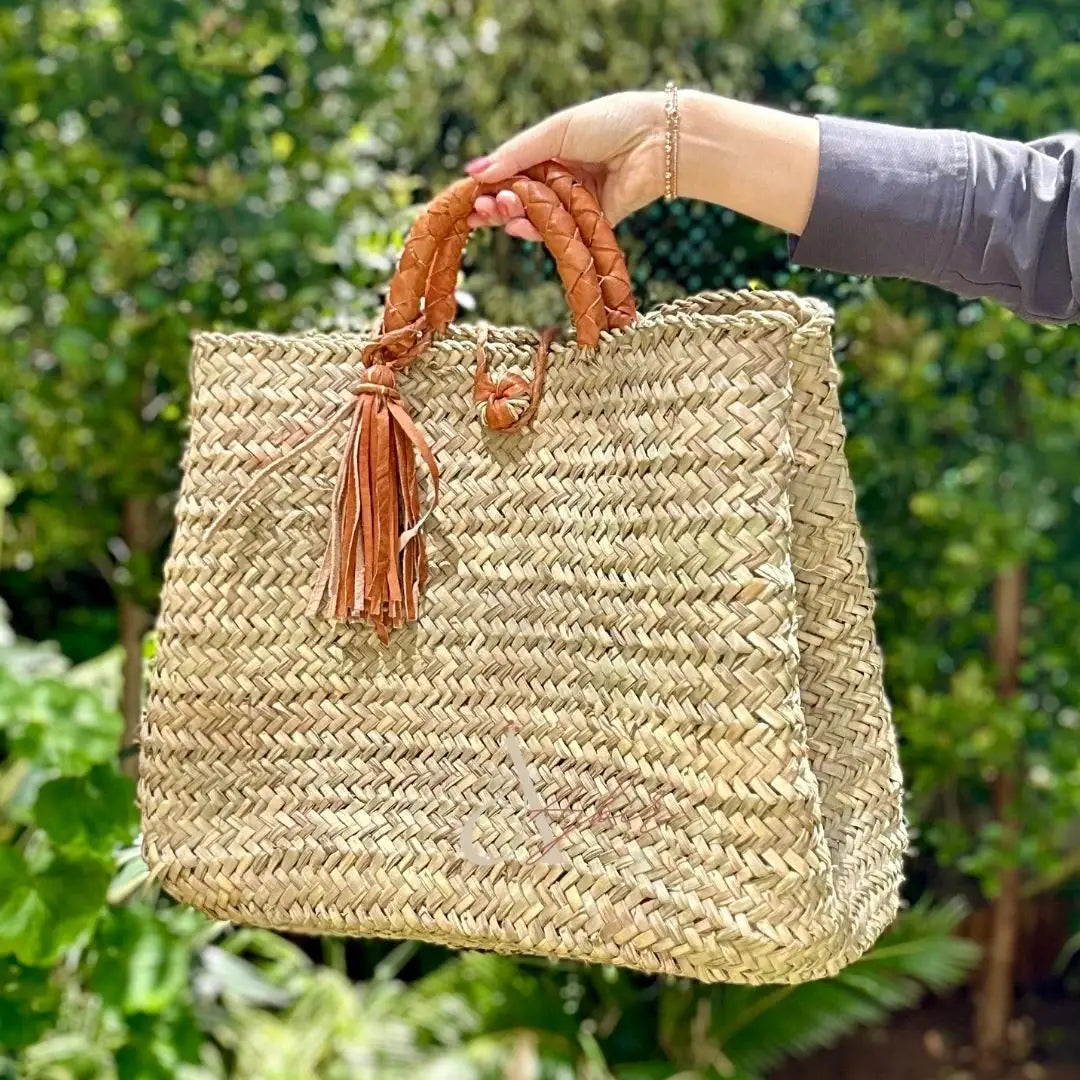 French Market Bags Handwoven Straw Basket Handbag #8