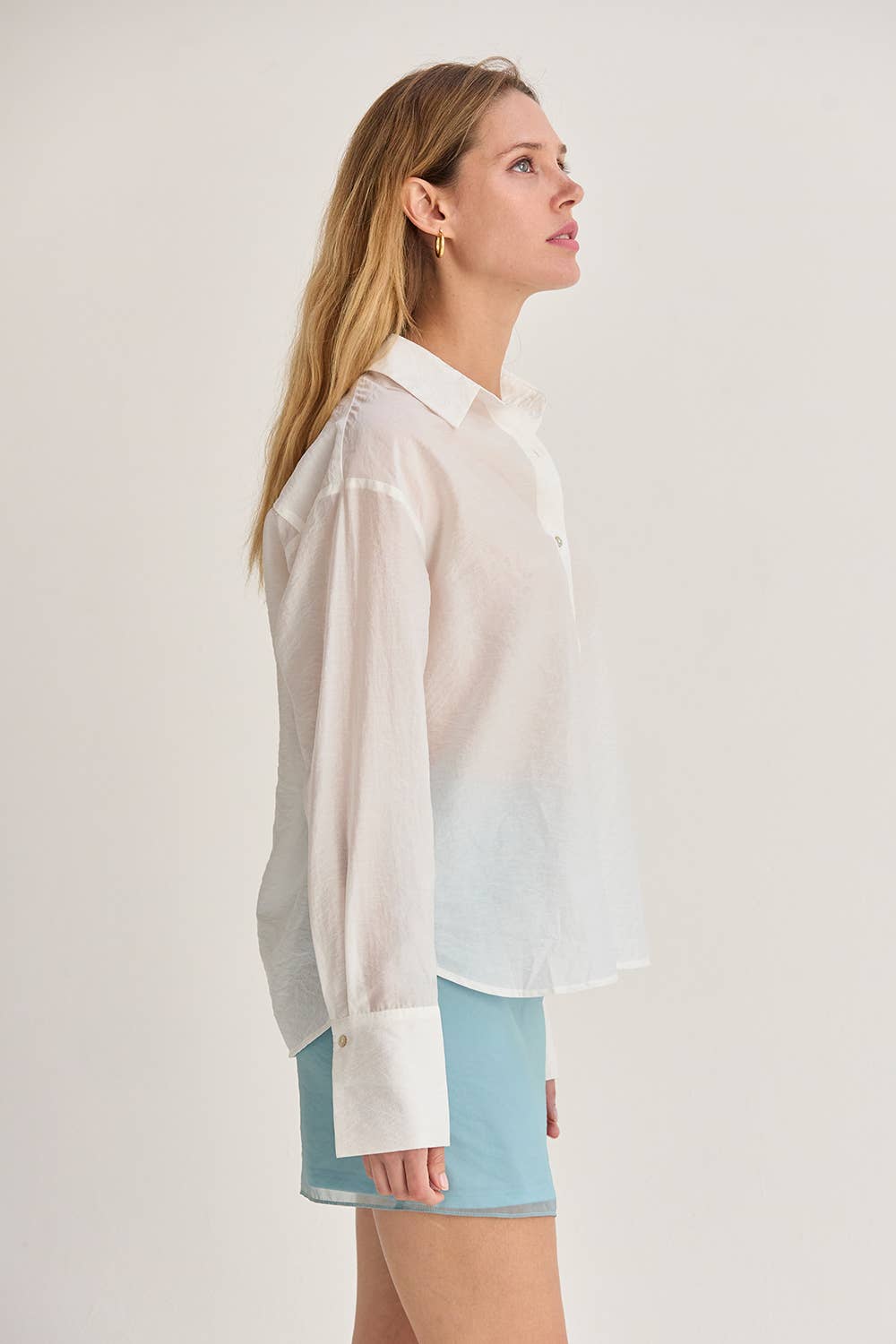 Crescent Nadia Tencel Blend Sheer Button Up