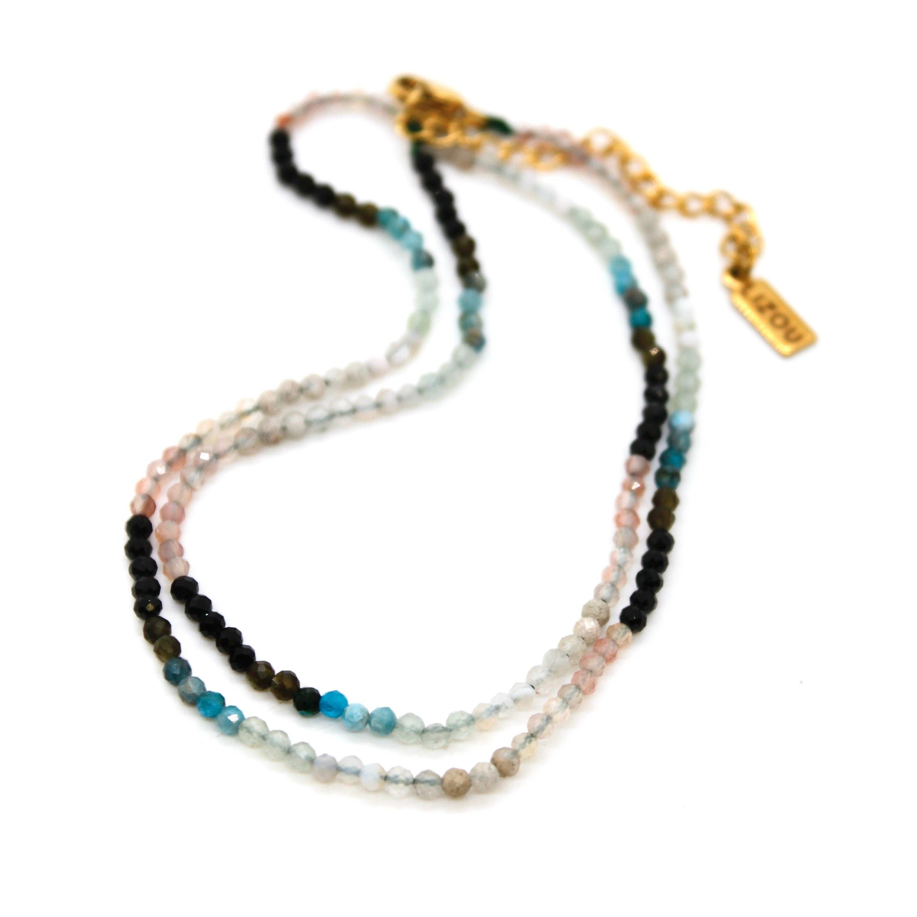 Lizou Short Gradient Multi Stone Necklace #12