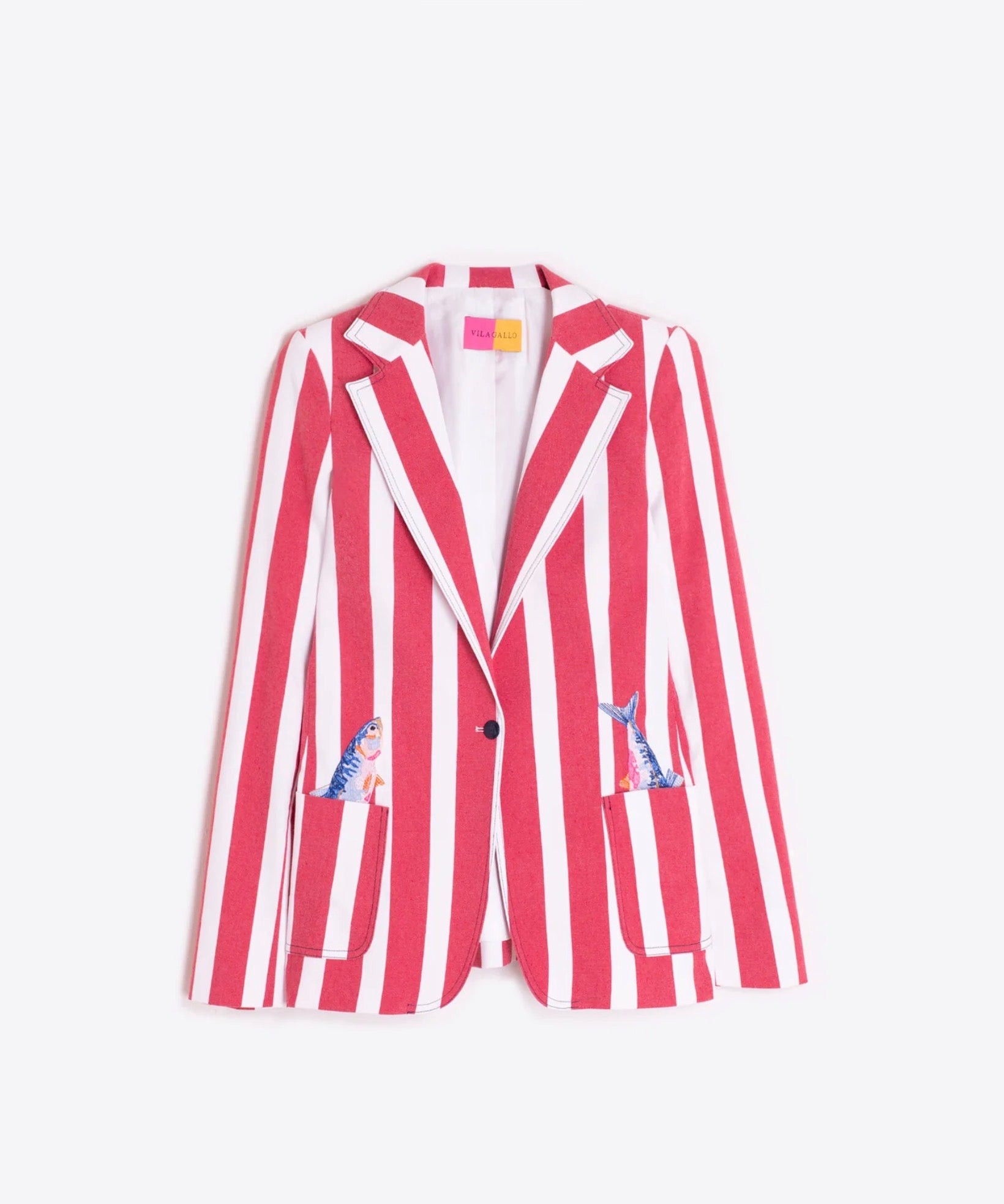 Vilagallo Illustrated Fish Red Striped Jacket 33572