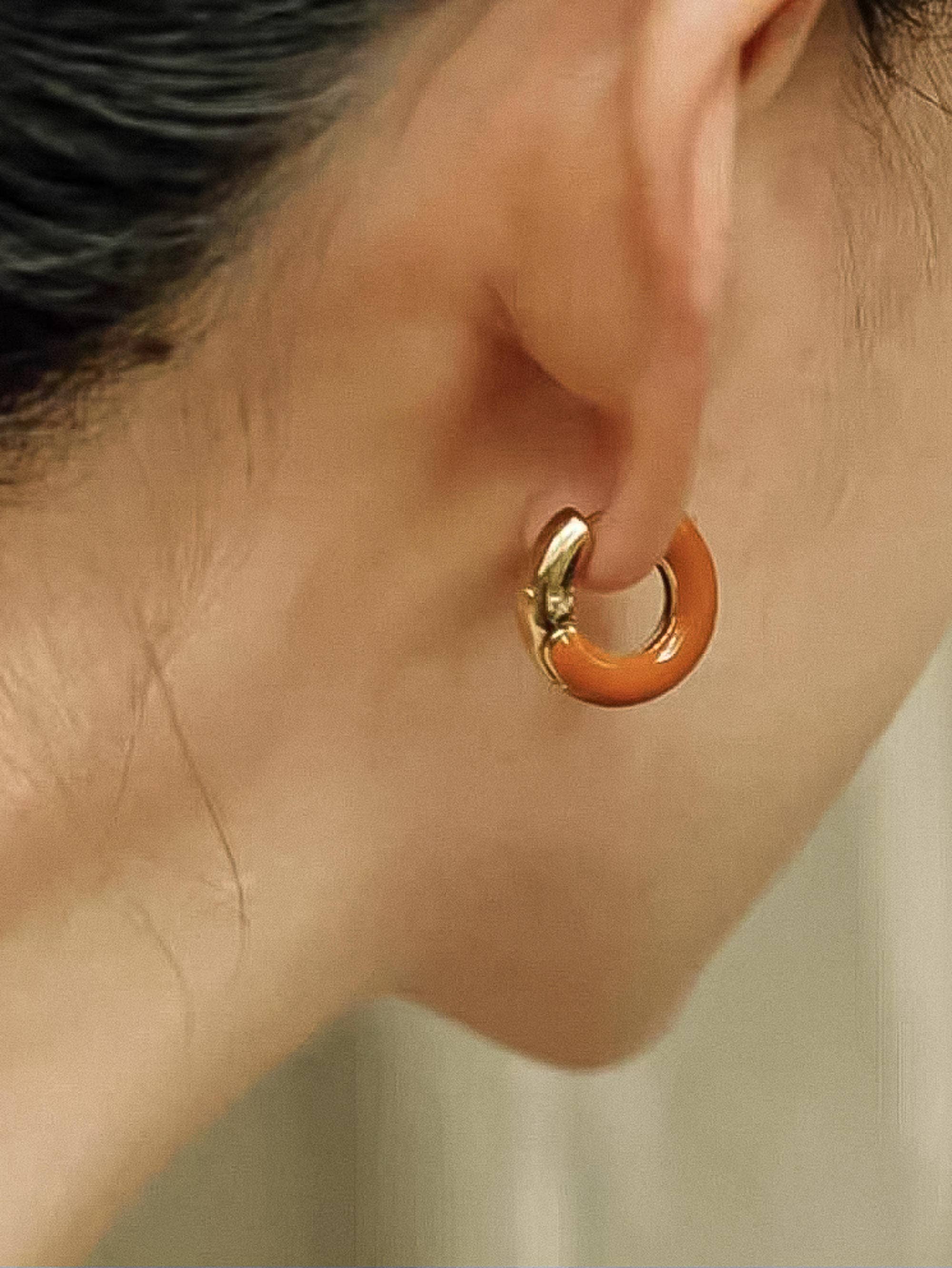 Flânerie Odessa 18K Gold Vintage Enamel Hoop Earrings