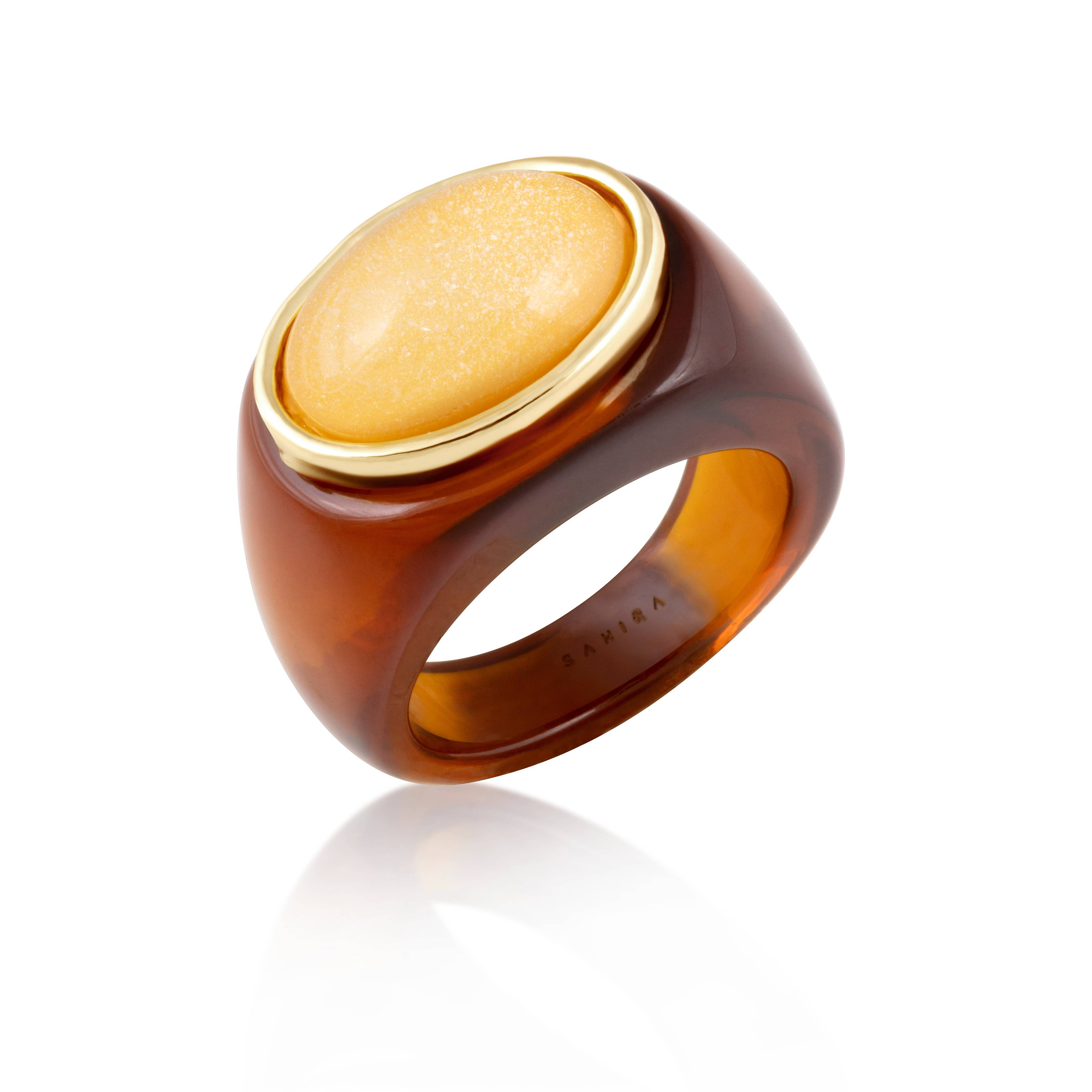Sahira Katy Acrylic Ring in Brown
