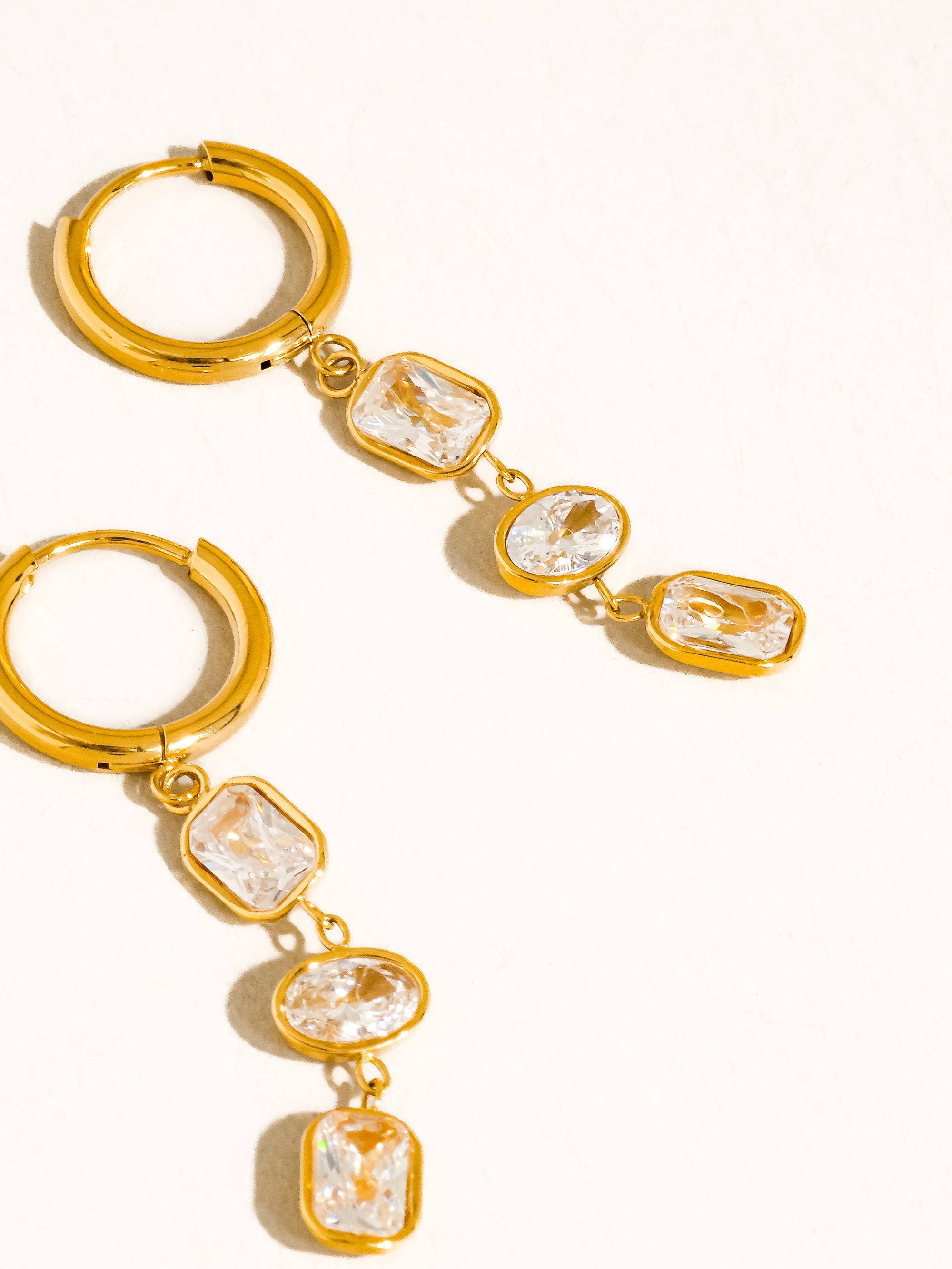 Flânerie Sunniva 18K Gold Non-Tarnish CZ Triple Drop Earrings