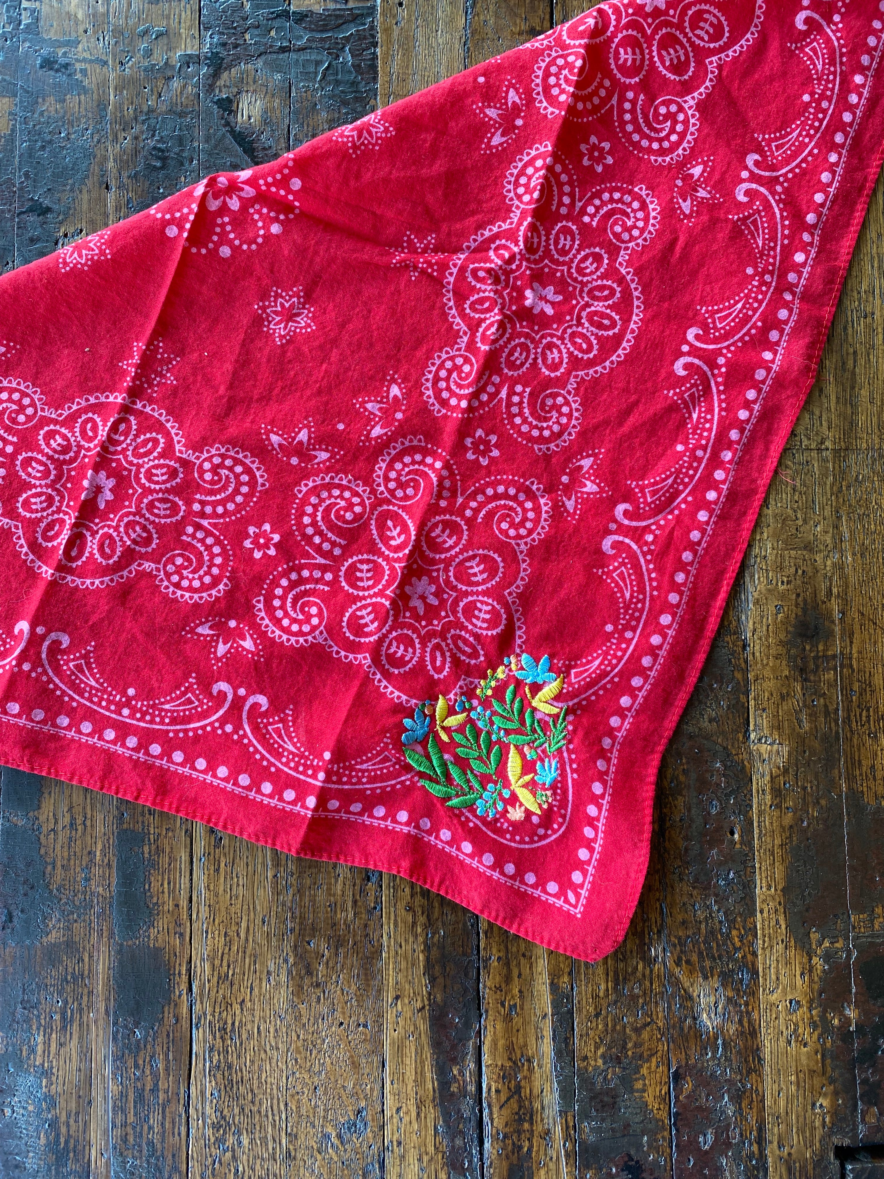 Little Lamb Red Flower Heart Bandana
