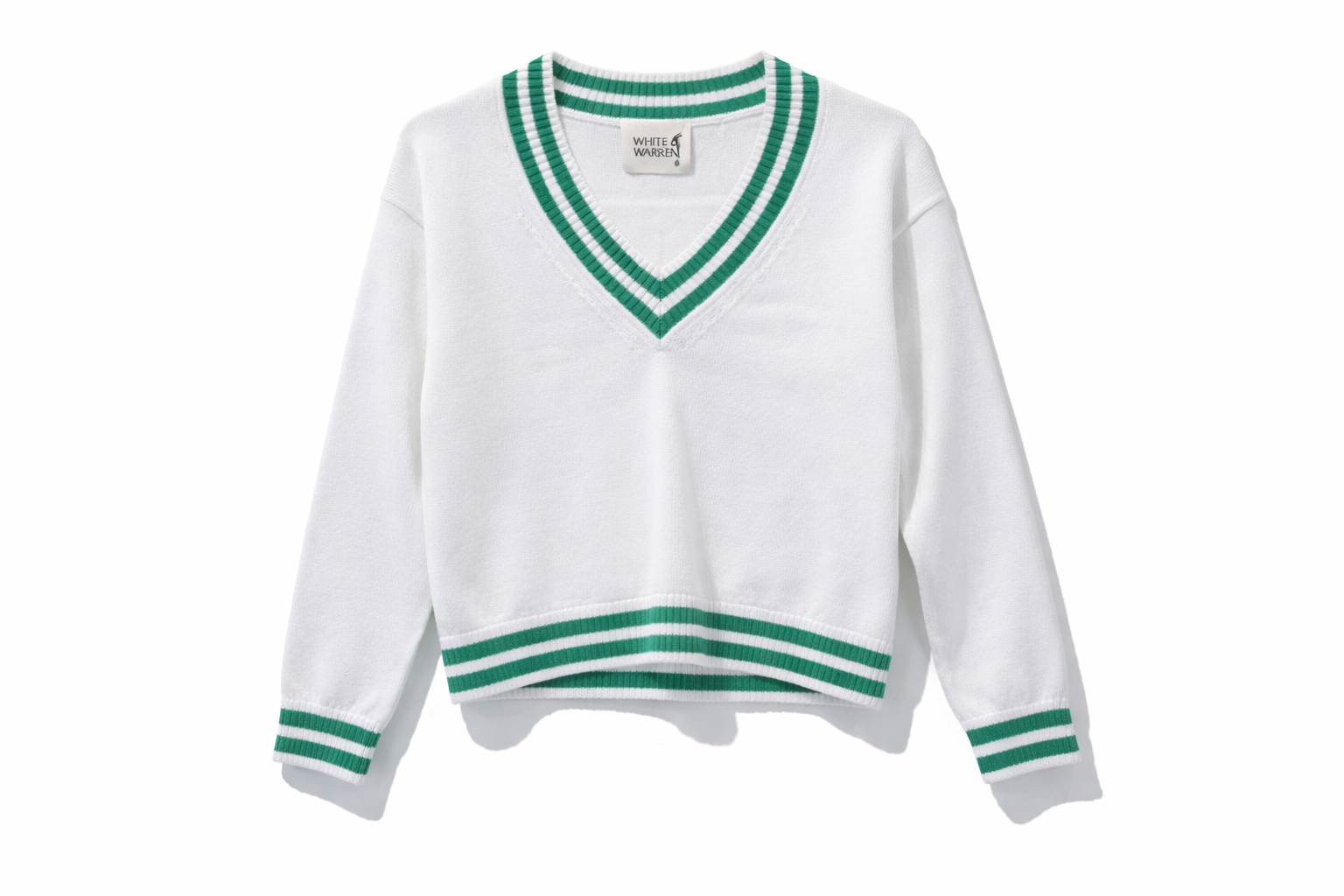 White + Warren Varsity Cotton V-Neck 21769