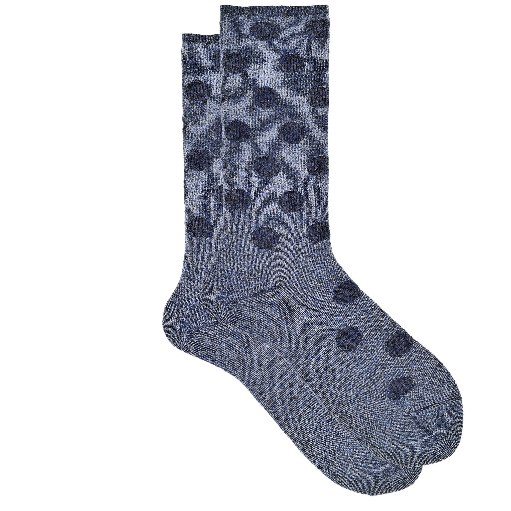 iLux Condotta Cashmere Silk Reverse Dot Crew Socks 1713