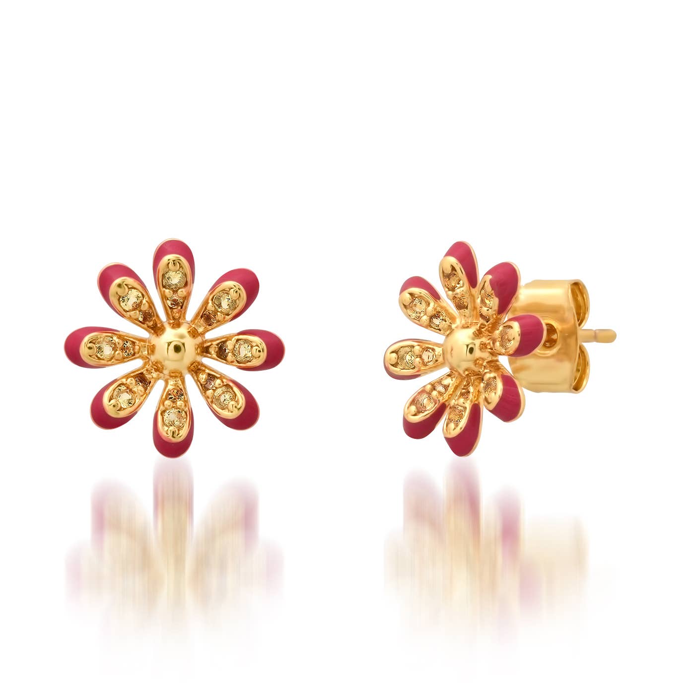 Tai CZ and Resin Flower Studs TE-4736