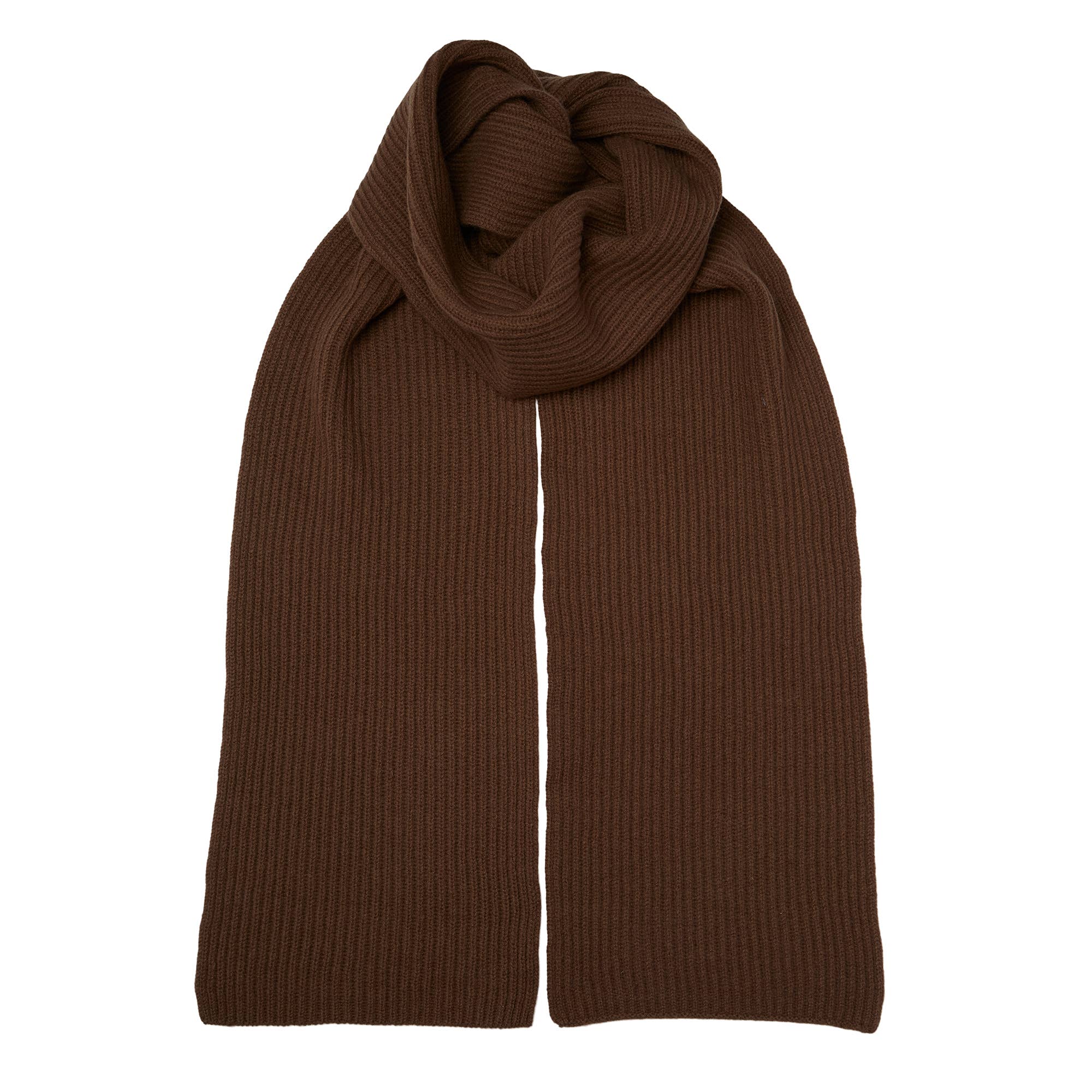 Somerville Merino Wool Long Rib Scarf - Mocha