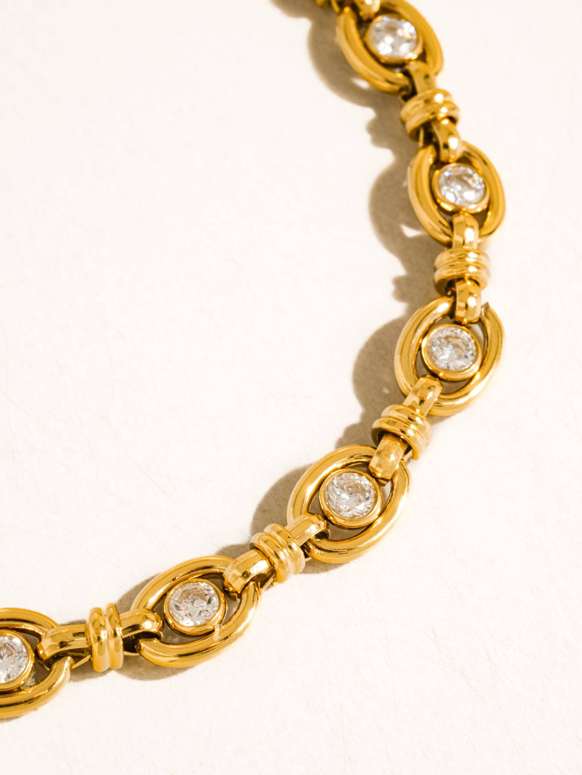 Flânerie Xenon 18K Gold CZ Circle Link Bracelet