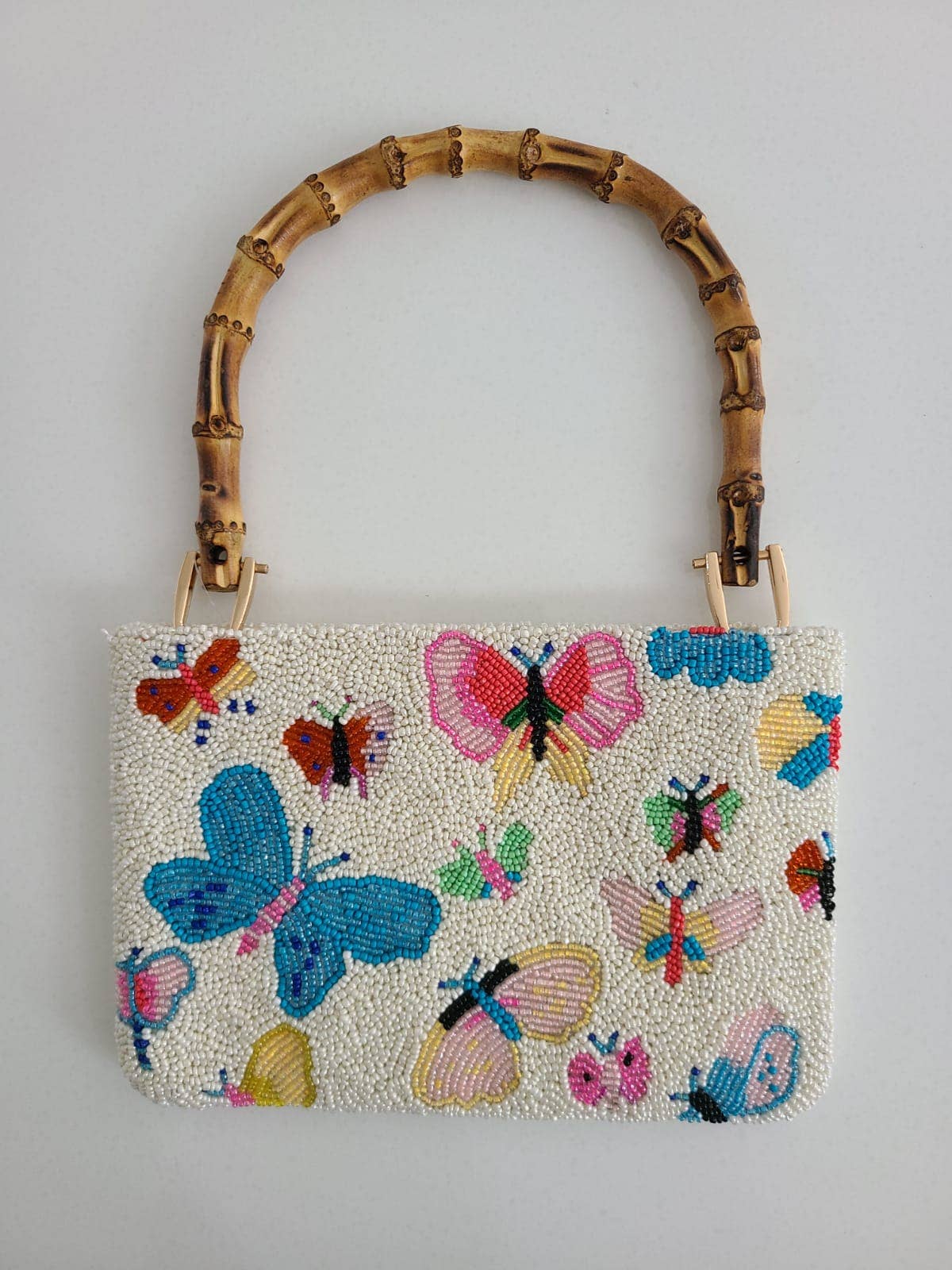 Tiana NY Butterflies Bamboo Handle Bag