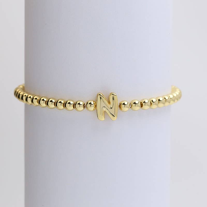 Josslyn Initial Monogram Bubble Stretch Bead Bracelet