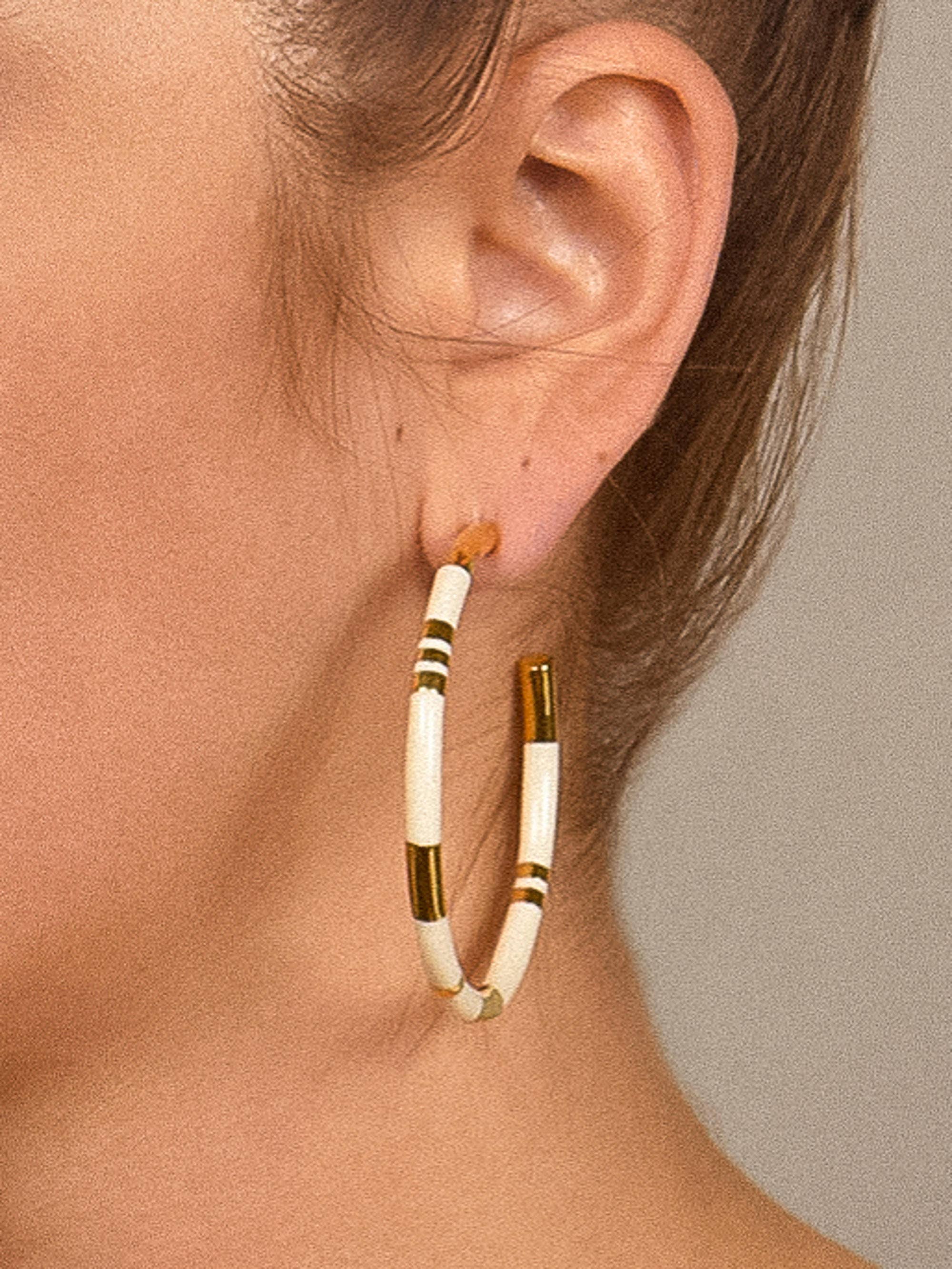 Flânerie Dallin 18K Gold Large Enamel C-Hoop Earring