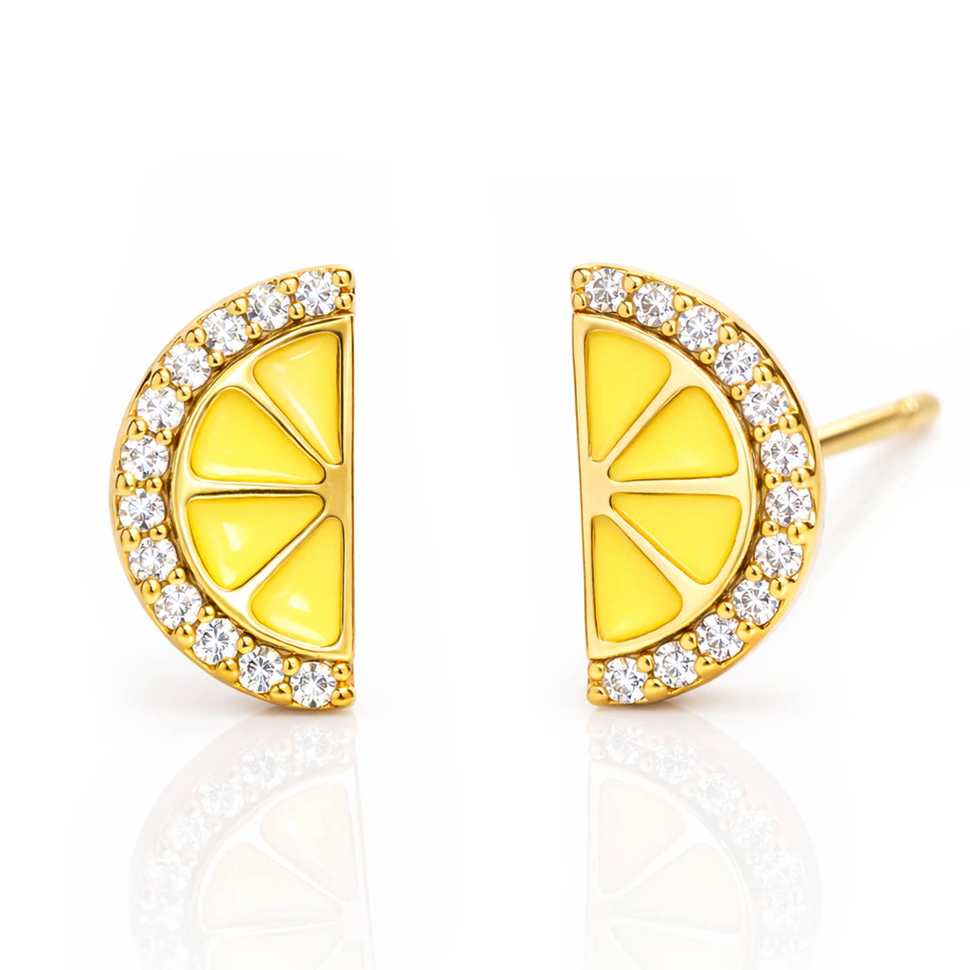 Tai Jewelry Enamel Lemon Slice Studs TE-1498