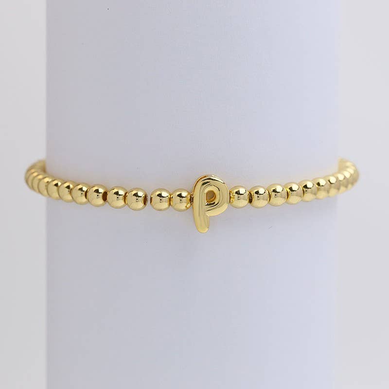 Josslyn Initial Monogram Bubble Stretch Bead Bracelet